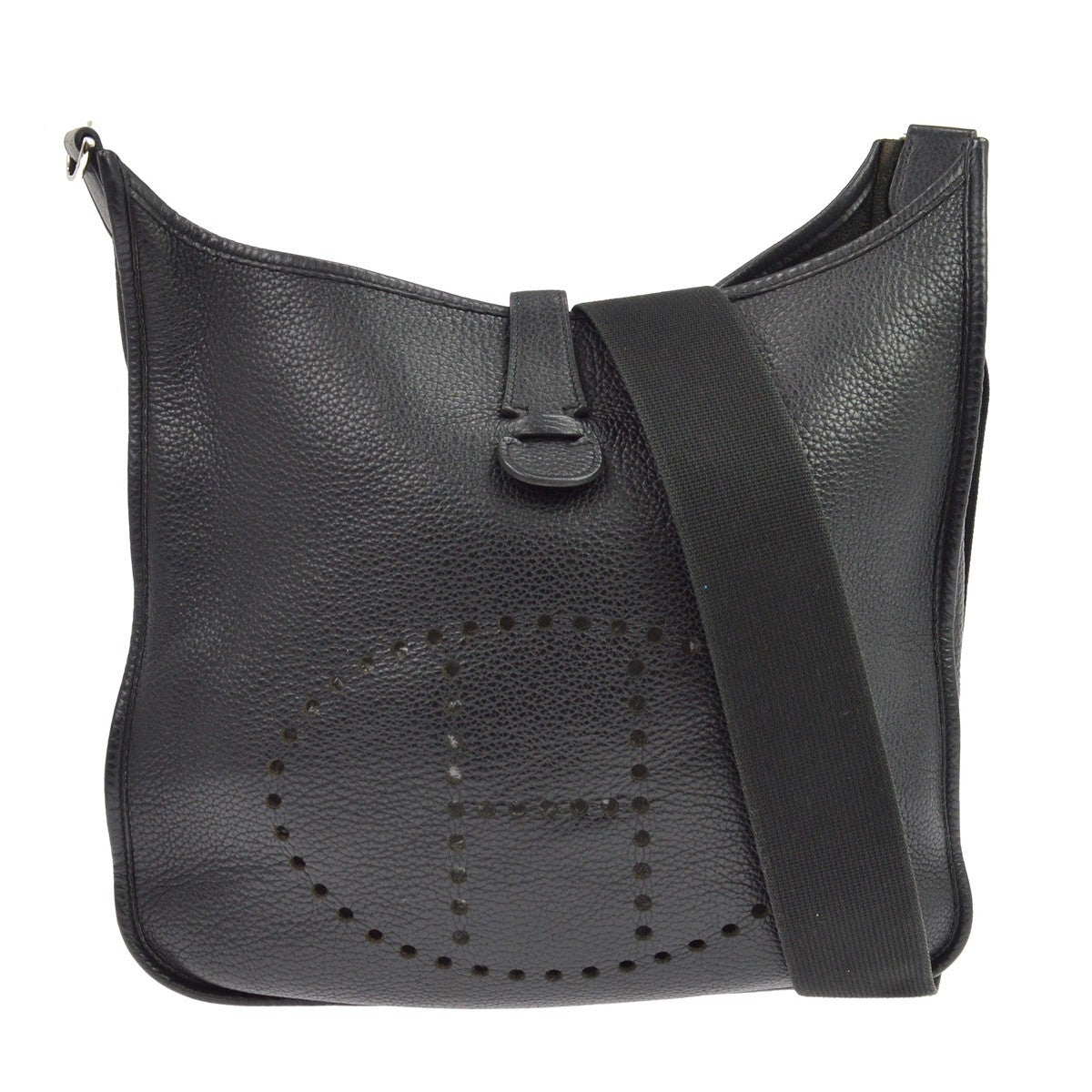 Hermes Evelyne Bag Gen Ii Clemence Black Leather Handbag (Pre-Owned)