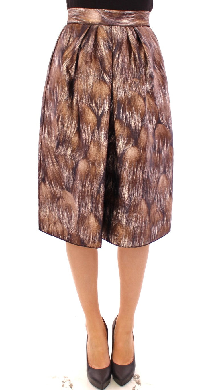 Dolce & Gabbana Brown Floral Silk Straight Full Women's Skirt