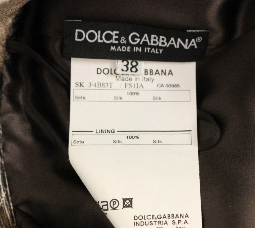 Dolce & Gabbana Brown Floral Silk Straight Full Women's Skirt