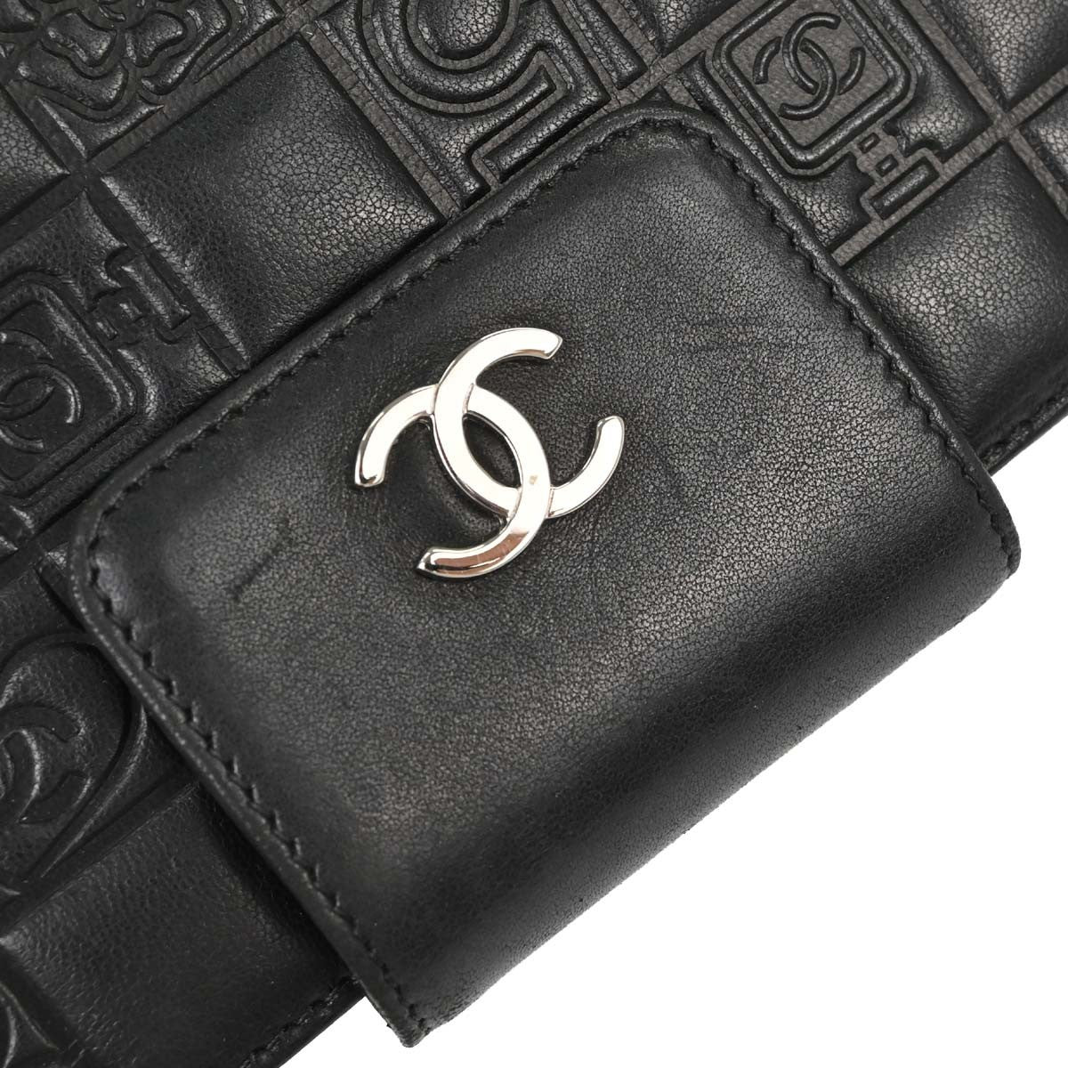 Chanel Lucky Symbols French Embossed Quilted Leather Black Leather Wallets Accessory (Pre-Owned)