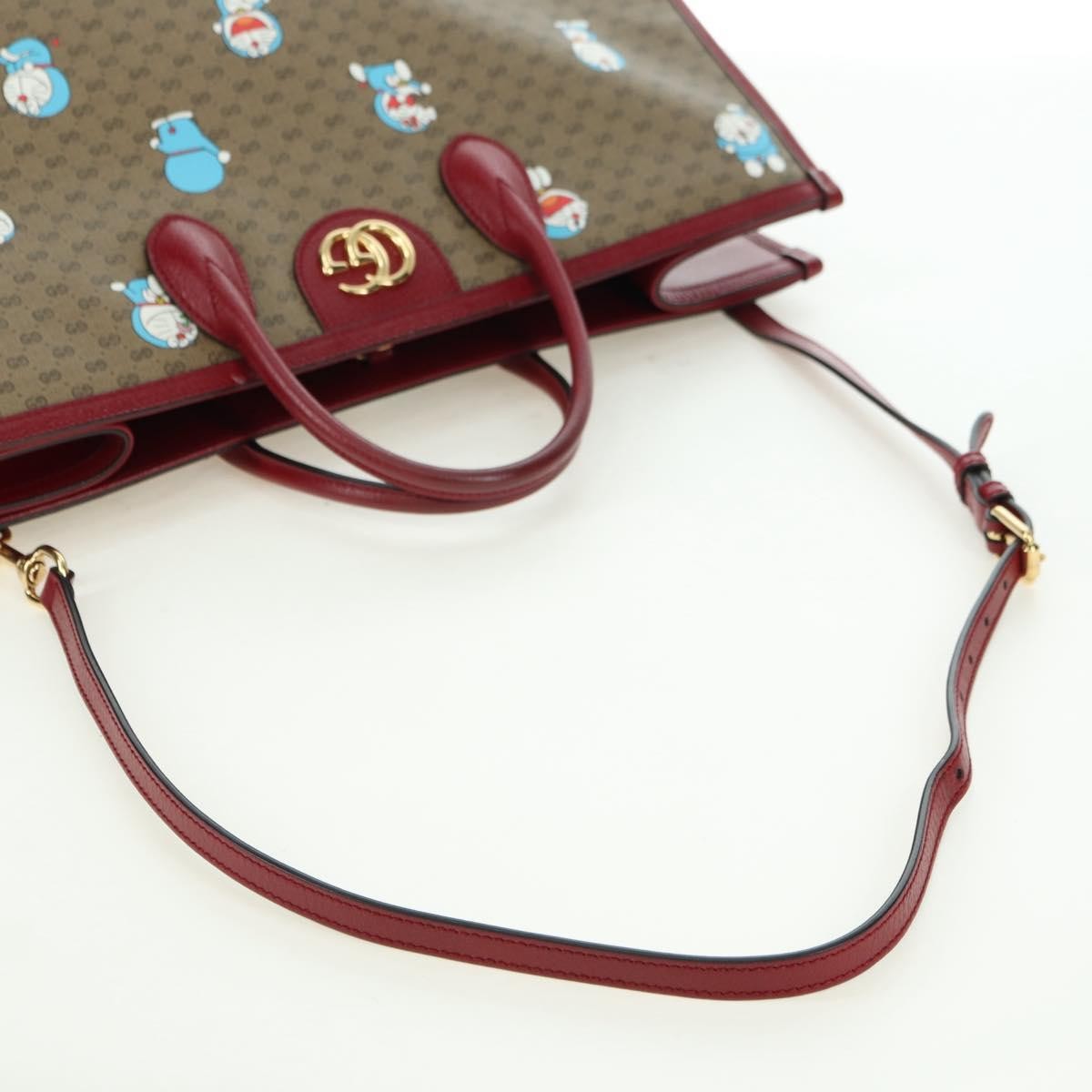 Gucci Doraemon Tote Printed Mini Gg Coated Canvas Beige Canvas Tote Bag Bag (Pre-Owned)