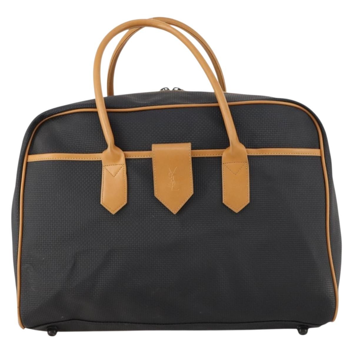Saint Laurent Vintage Boston Pvc Leather Black Pvc Travel Bag Bag (Pre-Owned)