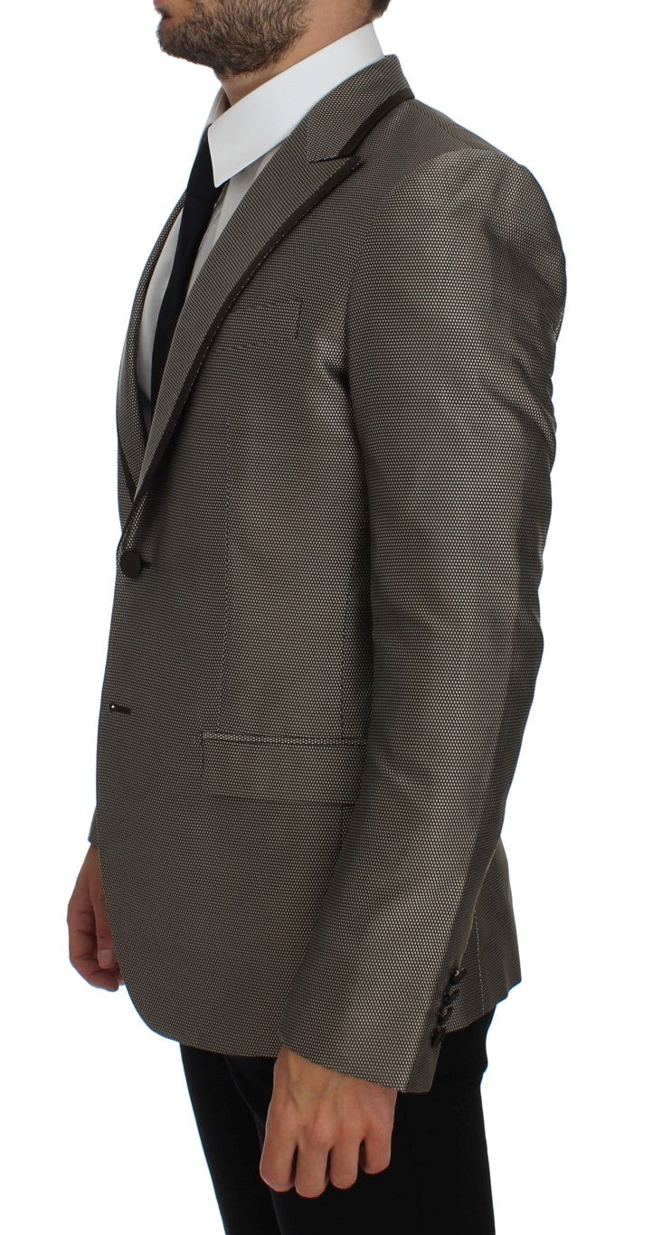 Dolce & Gabbana Brown Slim Fit Silk Two Button Men's Blazer