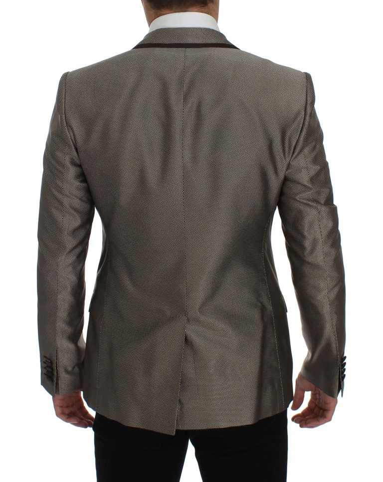 Dolce & Gabbana Elegant Brown Silk Two-Button Slim Men's Blazer