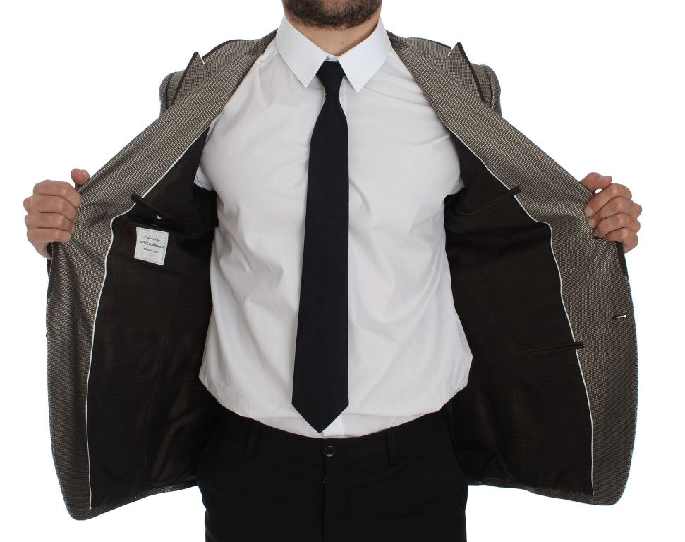 Dolce & Gabbana Elegant Brown Silk Two-Button Slim Men's Blazer