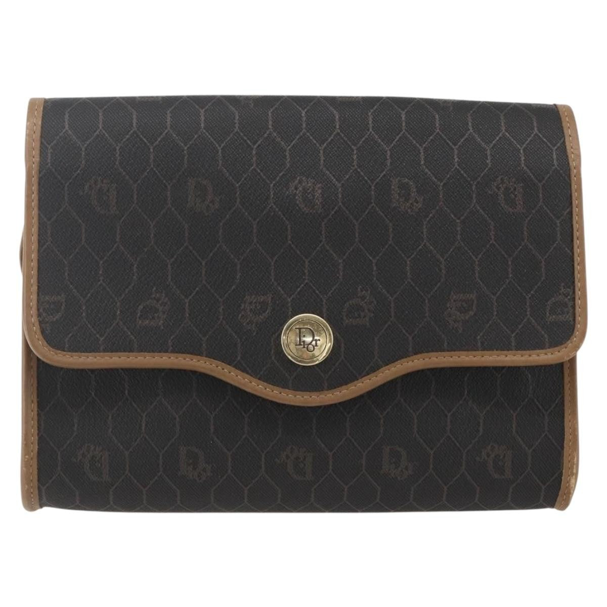 Christian Dior Vintage Honeycomb Flap Canvas And Leather Black Canvas Shoulder Bag Bag (Pre-Owned)
