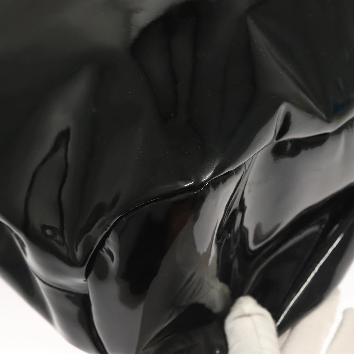 Salvatore Ferragamo Vala Patent Leather Black Patent_Leather Handbag (Pre-Owned)