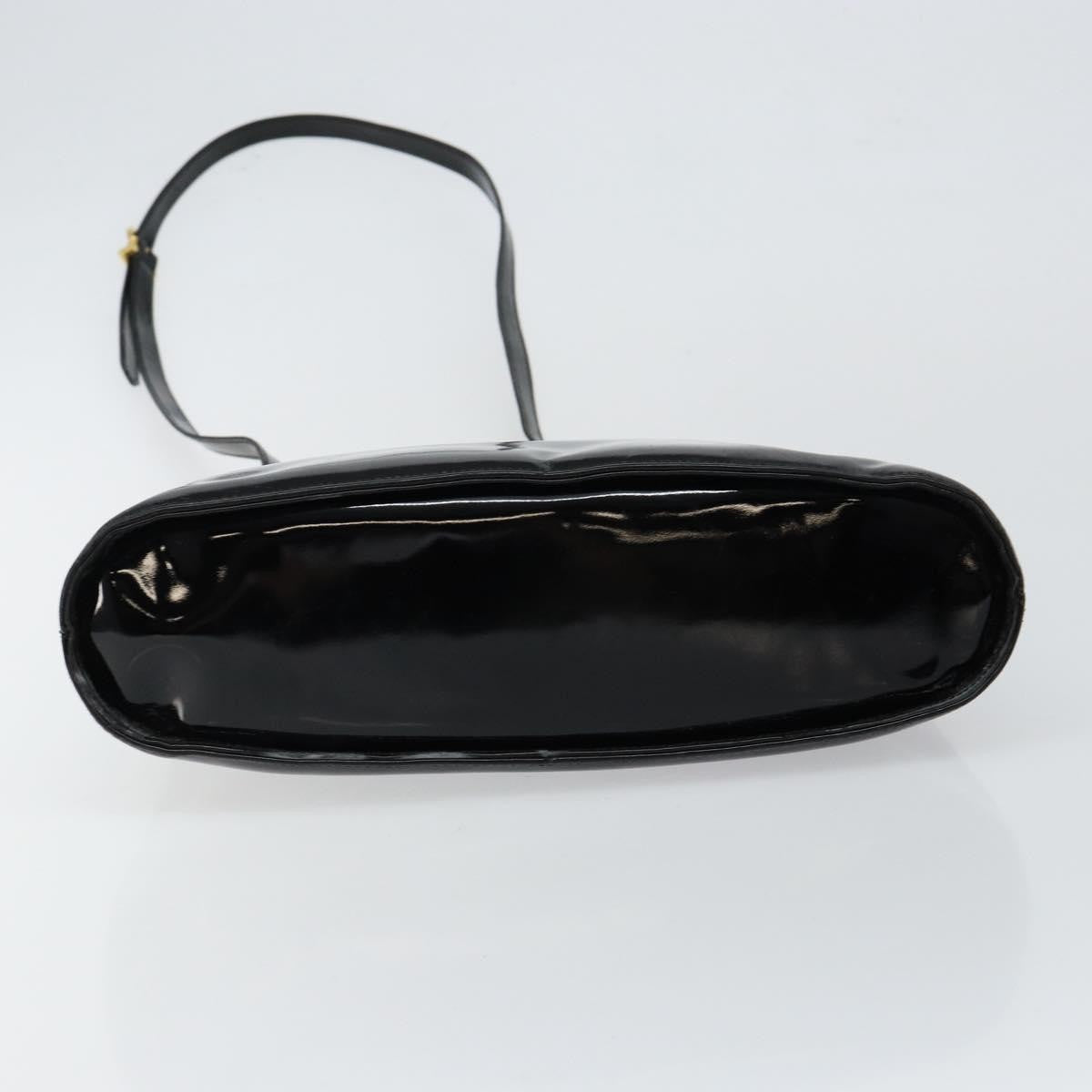 Salvatore Ferragamo Wanda Patent Leather Black Patent_Leather Handbag (Pre-Owned)