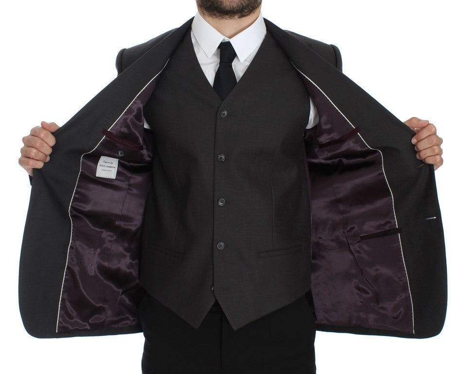 Dolce & Gabbana Elegant Gray Linen Slim Fit Blazer and Men's Vest