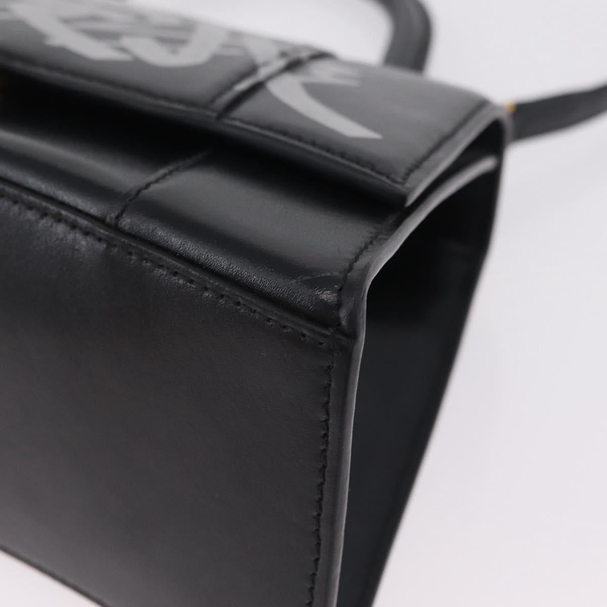 Balenciaga Graffiti Hourglass Top Handle Leather Black Leather Handbag (Pre-Owned)