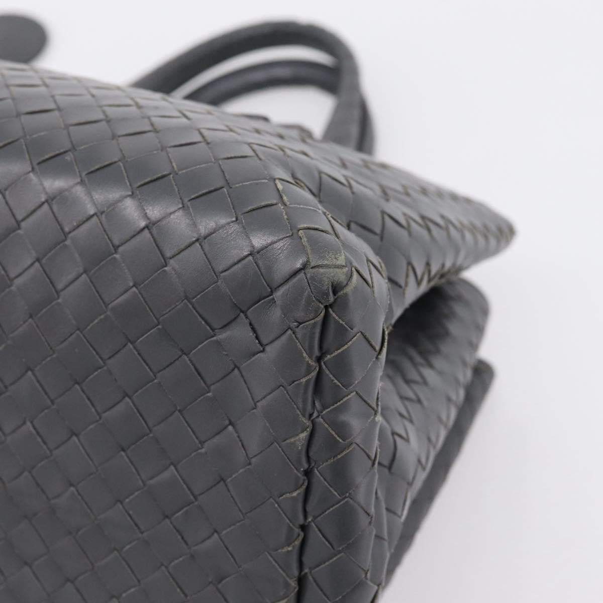 Bottega Veneta Roma Intrecciato Nappa Gray Leather Handbag (Pre-Owned)