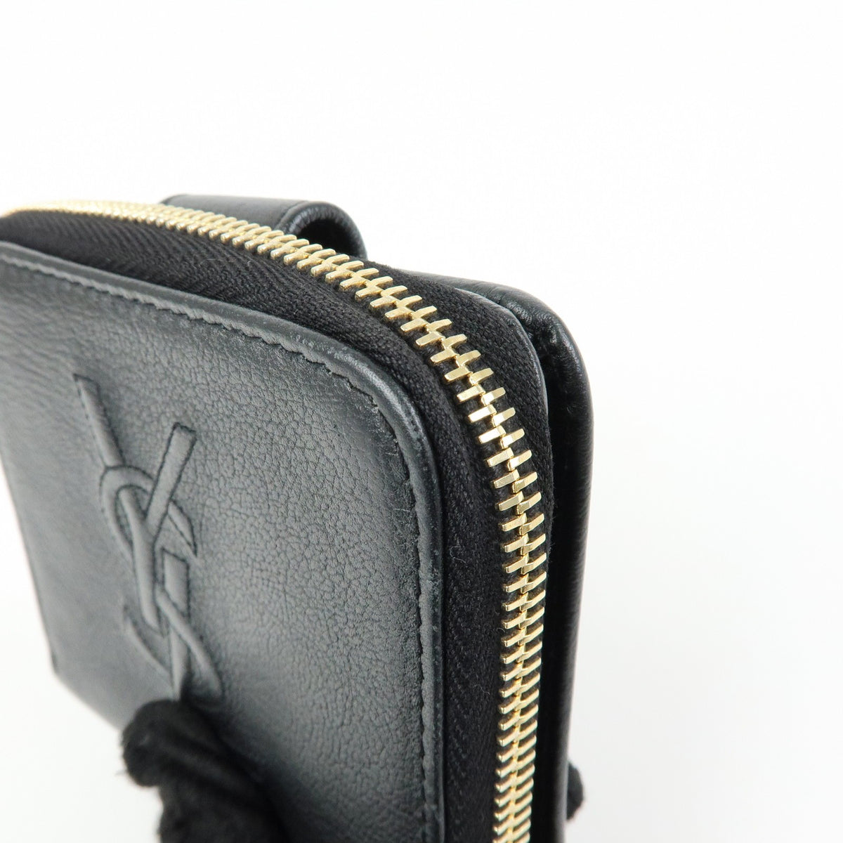 Saint Laurent Belle De Jour Zip Around French Leather Black Leather Wallets Accessory (Pre-Owned)