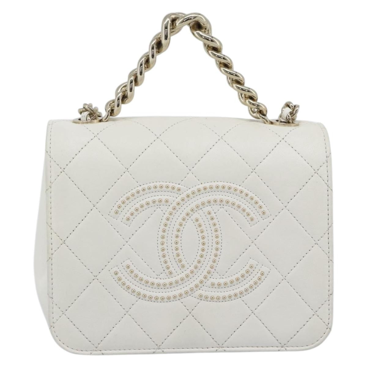 Chanel Beauty Begins Flap Quilted Lambskin White Leather Shoulder Bag Bag (Pre-Owned)
