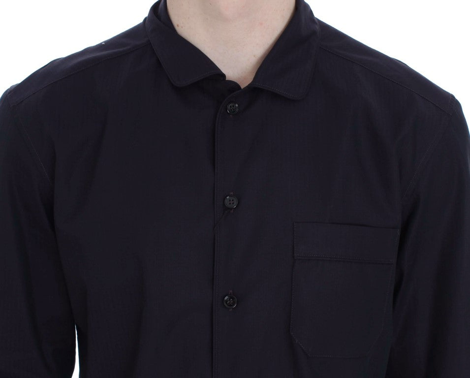 Dolce & Gabbana Purple Striped Cotton Pajama Lounge Men's Shirt