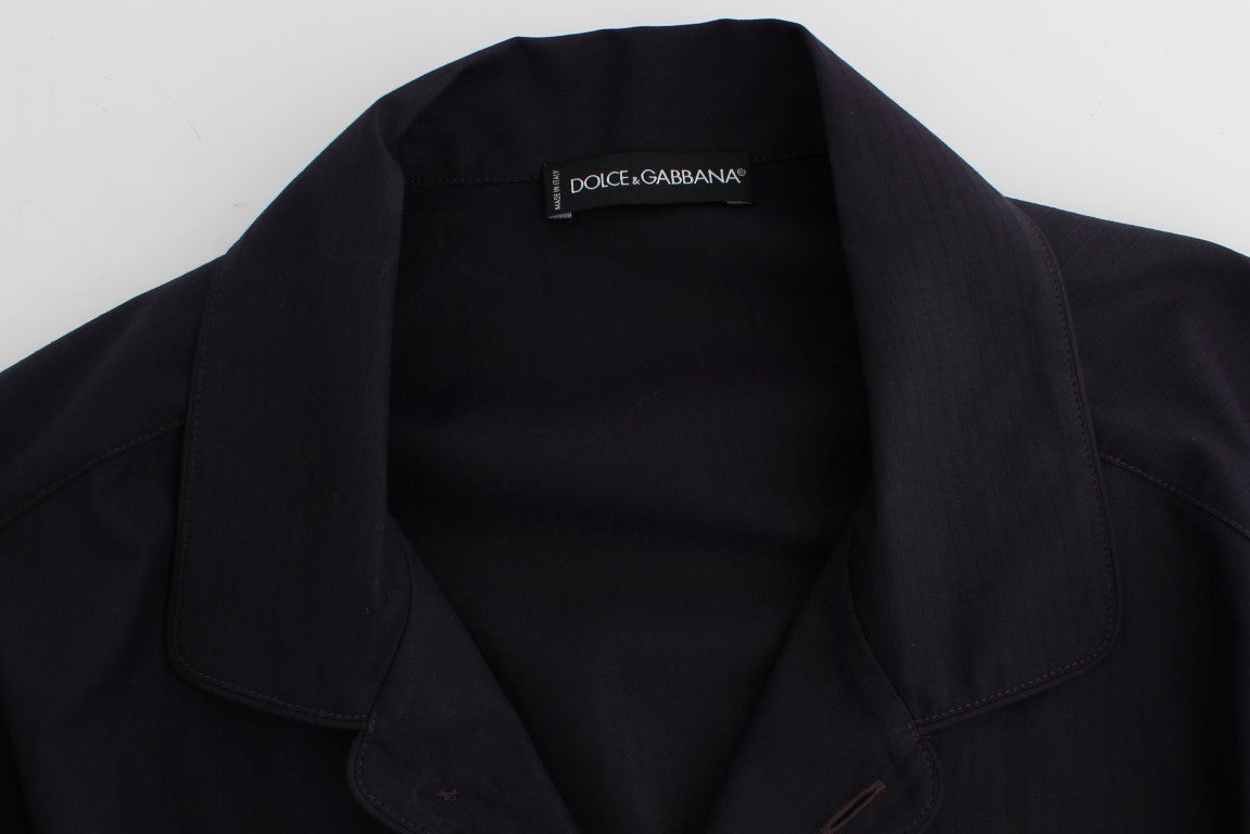 Dolce & Gabbana Purple Striped Cotton Pajama Lounge Men's Shirt