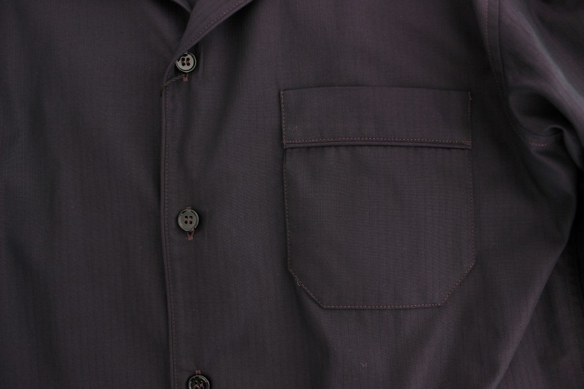 Dolce & Gabbana Purple Striped Cotton Pajama Lounge Men's Shirt