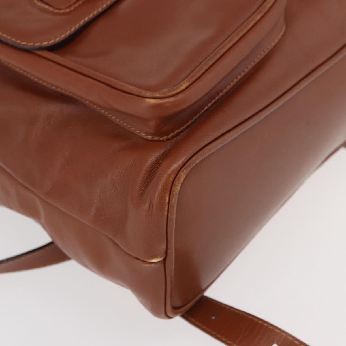 Gucci Vintage Bamboo Leather Brown Leather Backpack Bag (Pre-Owned)