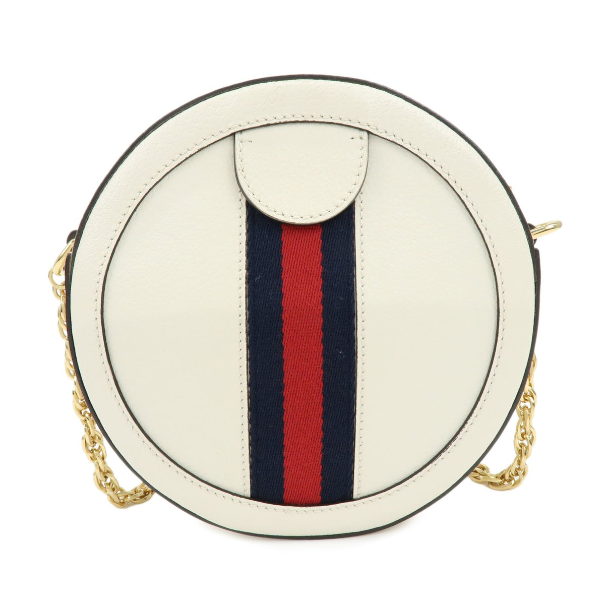 Gucci Ophidia Round Leather White Leather Shoulder Bag Bag (Pre-Owned)