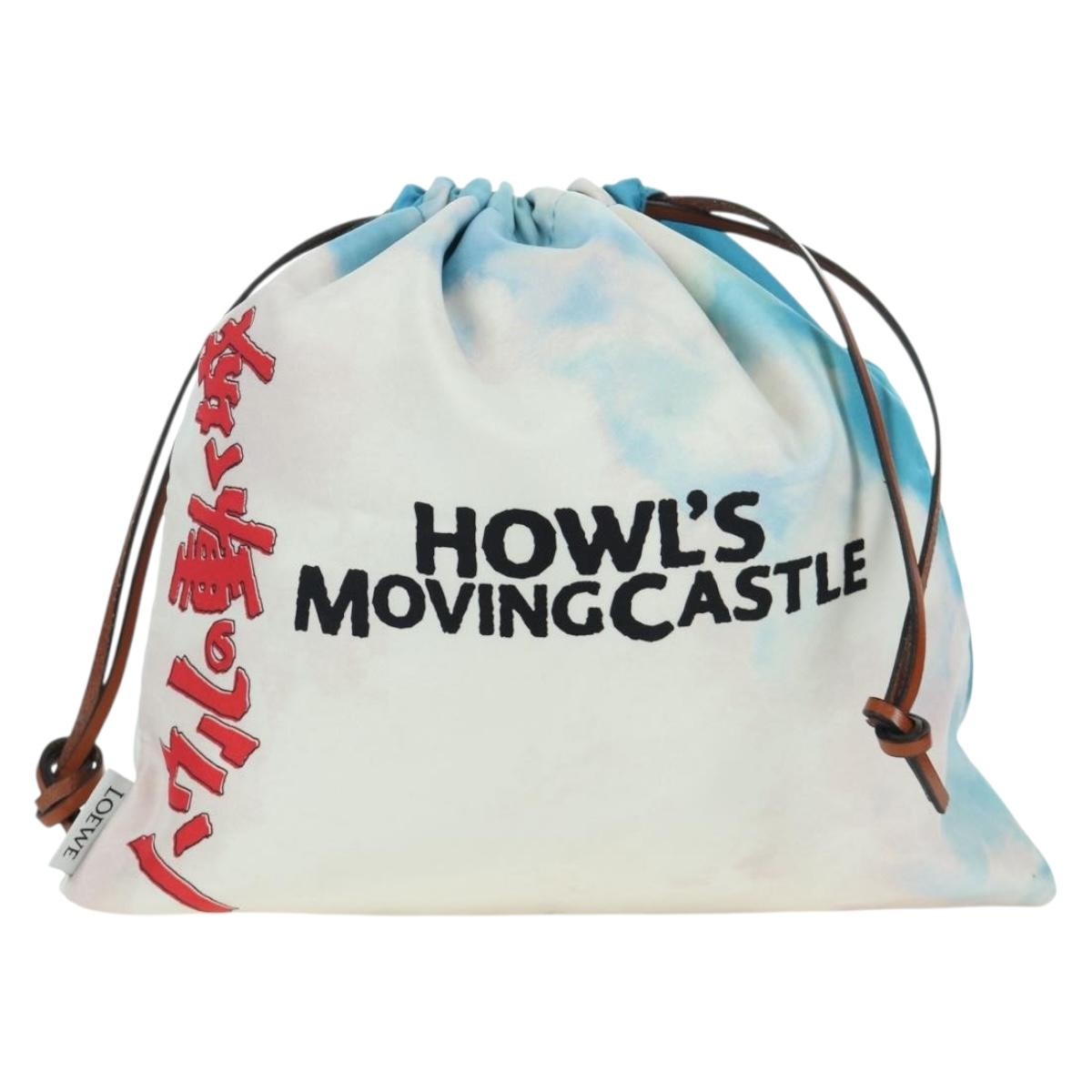 Loewe Paula Drawstring Printed Canvas Blue Canvas Clutche & Pouche Bag (Pre-Owned)