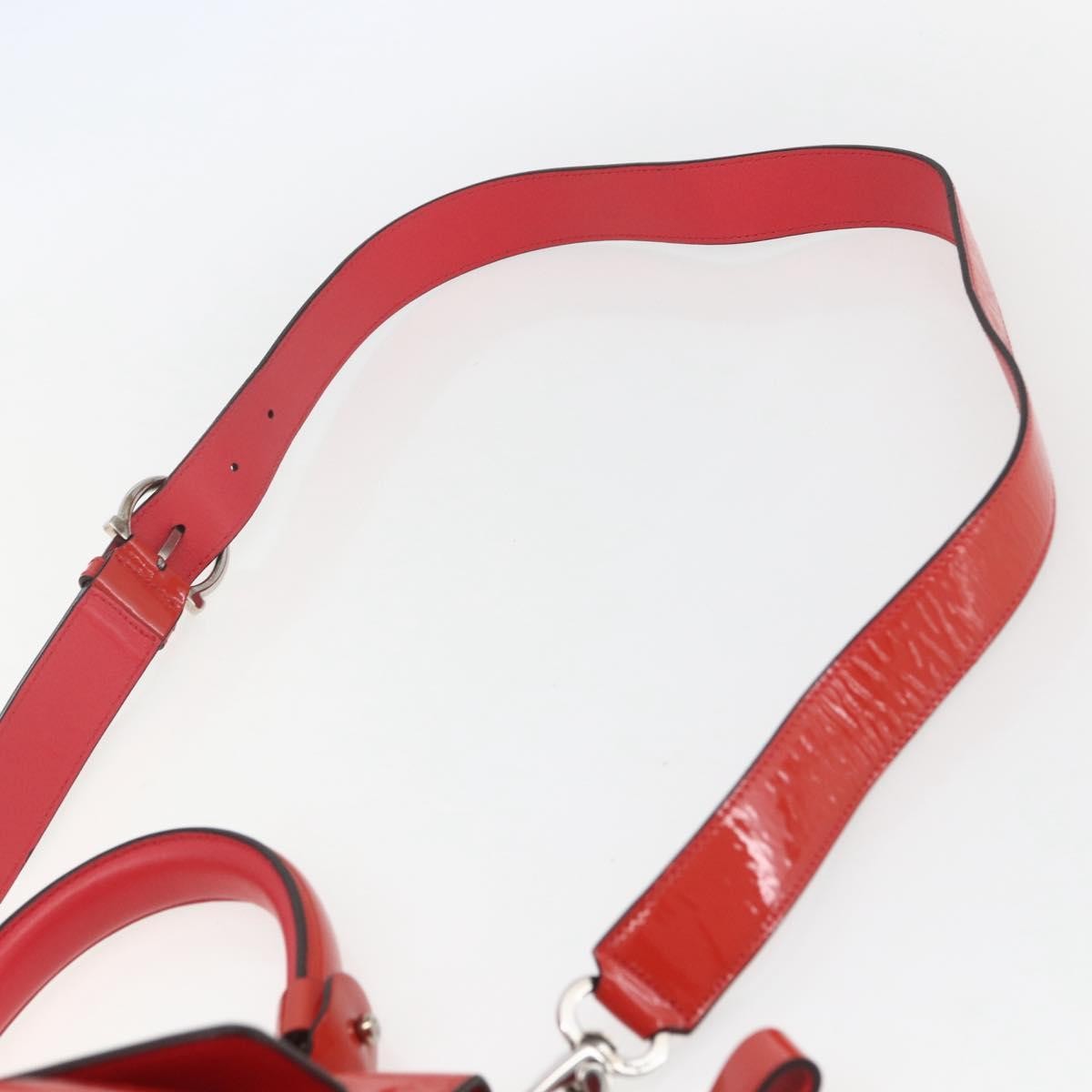 Salvatore Ferragamo Gancini Patent Leather Red Patent_Leather Handbag (Pre-Owned)