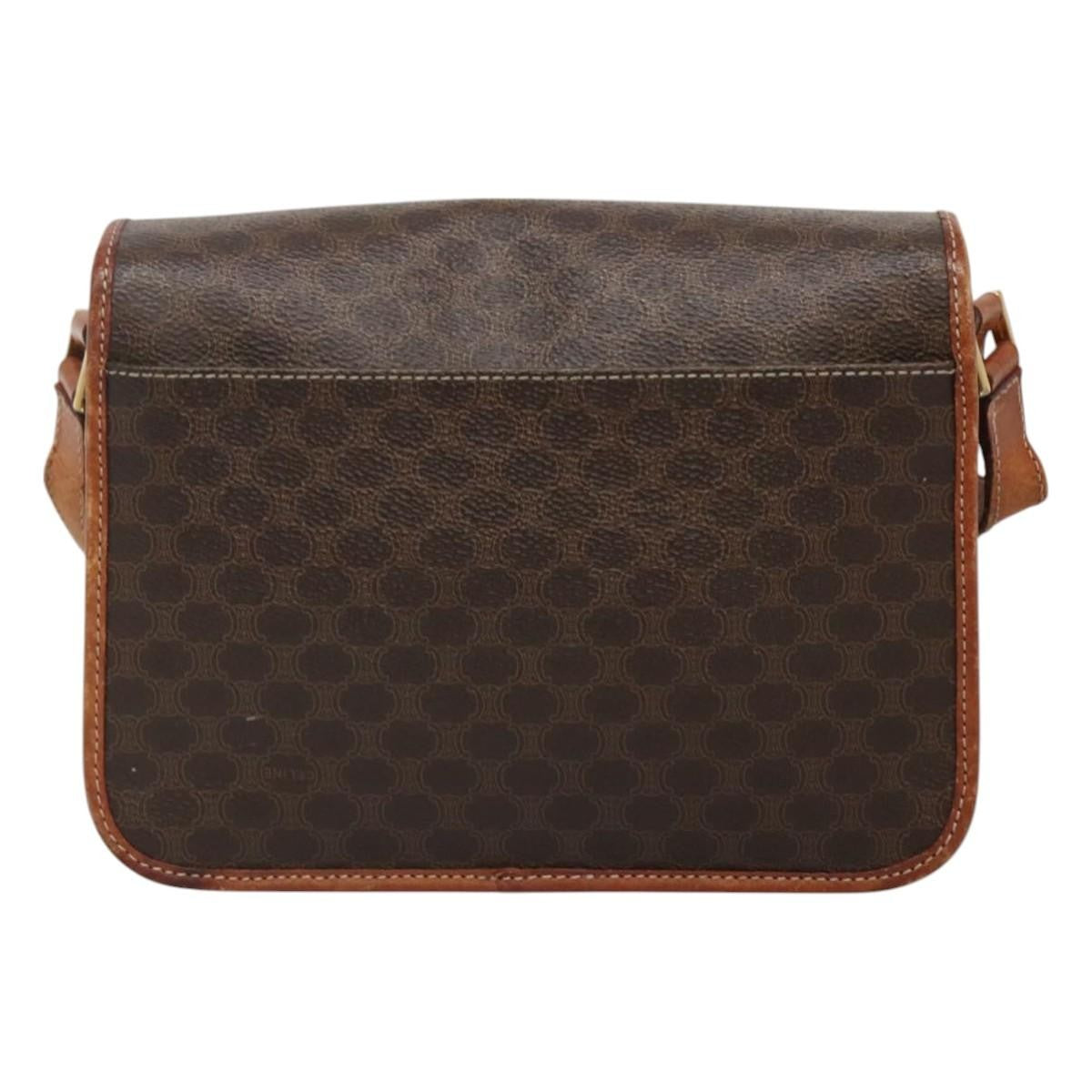 Celine Vintage Macadam Canvas And Leather Brown Canvas Shoulder Bag Bag (Pre-Owned)