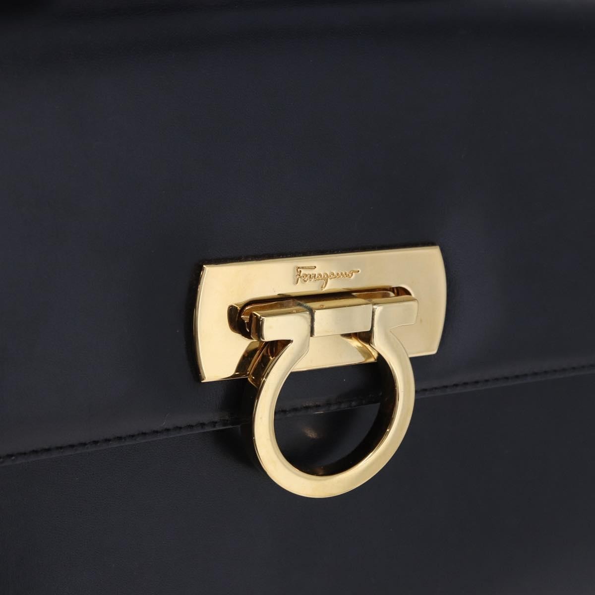 Salvatore Ferragamo Convertible Top Handle Leather Navy Leather Handbag (Pre-Owned)