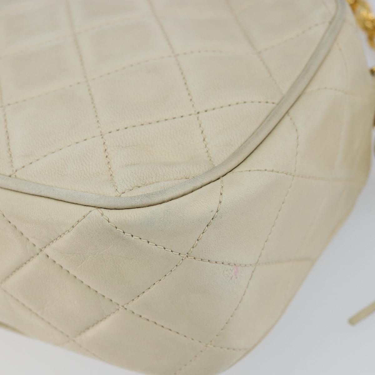 Chanel Vintage Front Pocket Camera Quilted Lambskin Beige Leather Shoulder Bag Bag (Pre-Owned)