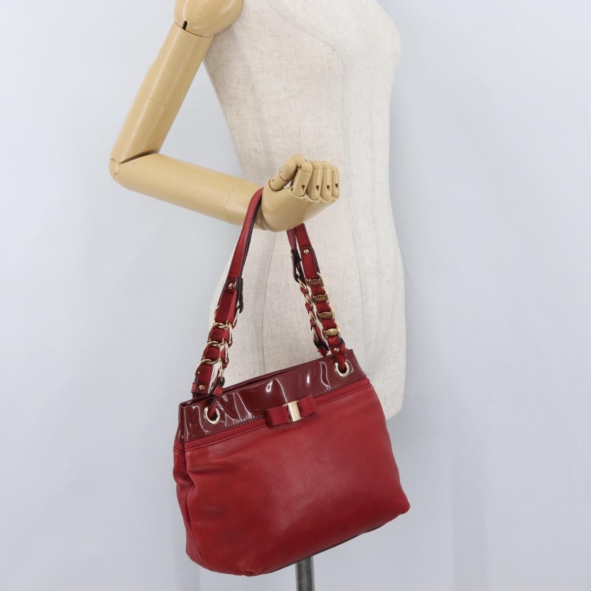 Salvatore Ferragamo Vala Tote Leather Red Leather Tote Bag Bag (Pre-Owned)