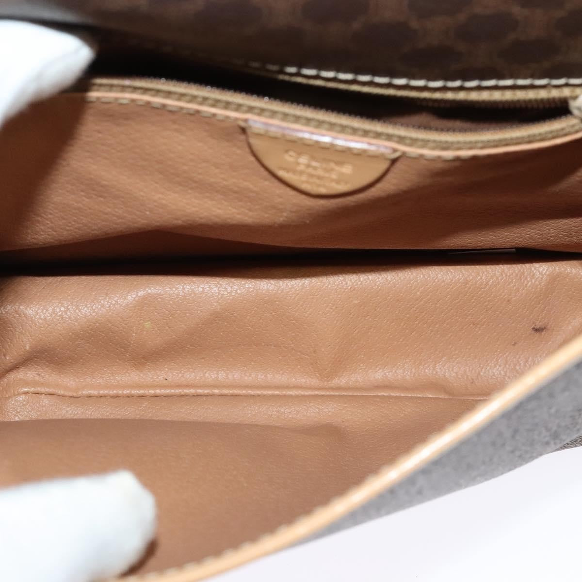 Celine Macadam Shoulder Pvc Leather Brown Canvas Bag (Pre-Owned)