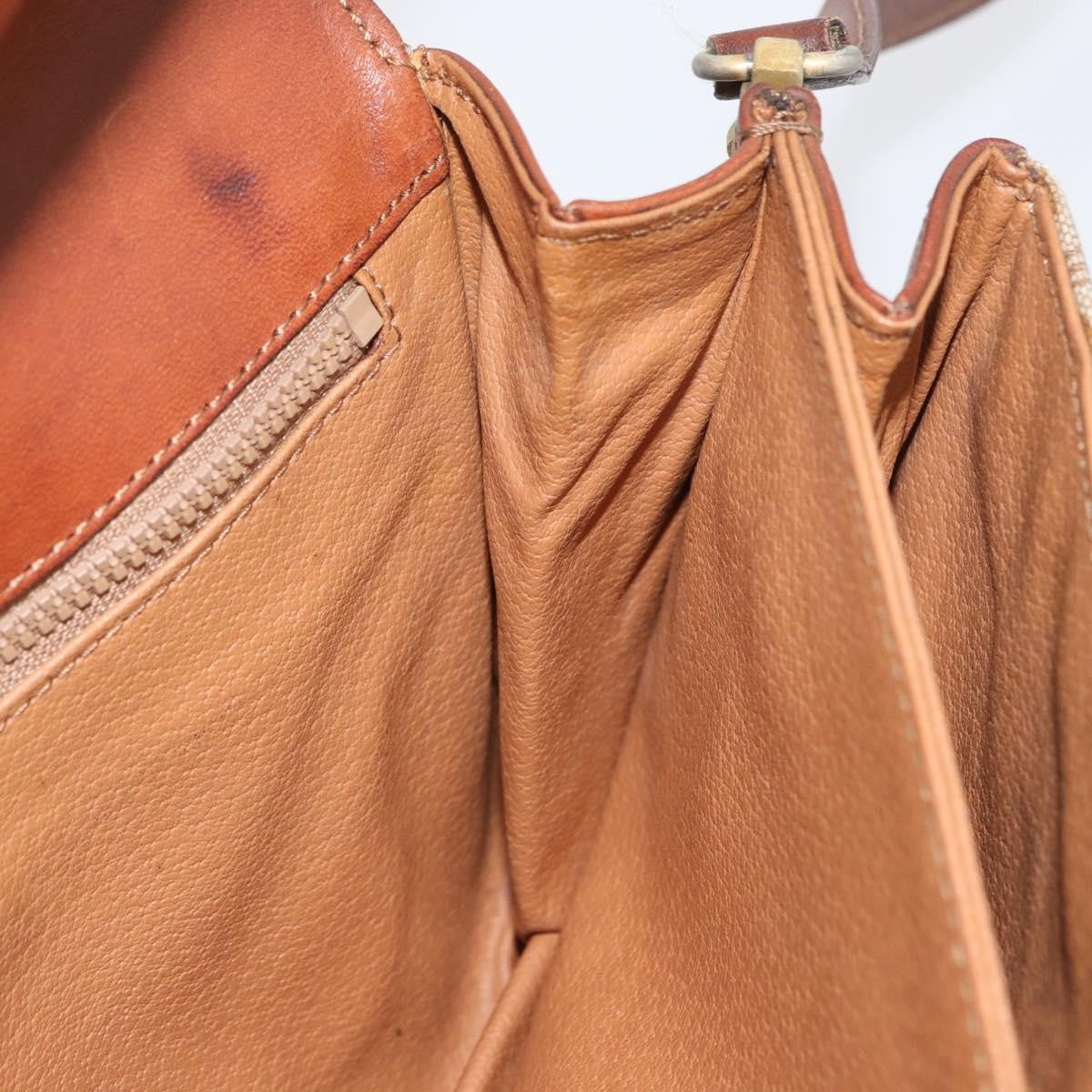 Celine Vintage Macadam Canvas And Leather Beige Canvas Shoulder Bag Bag (Pre-Owned)
