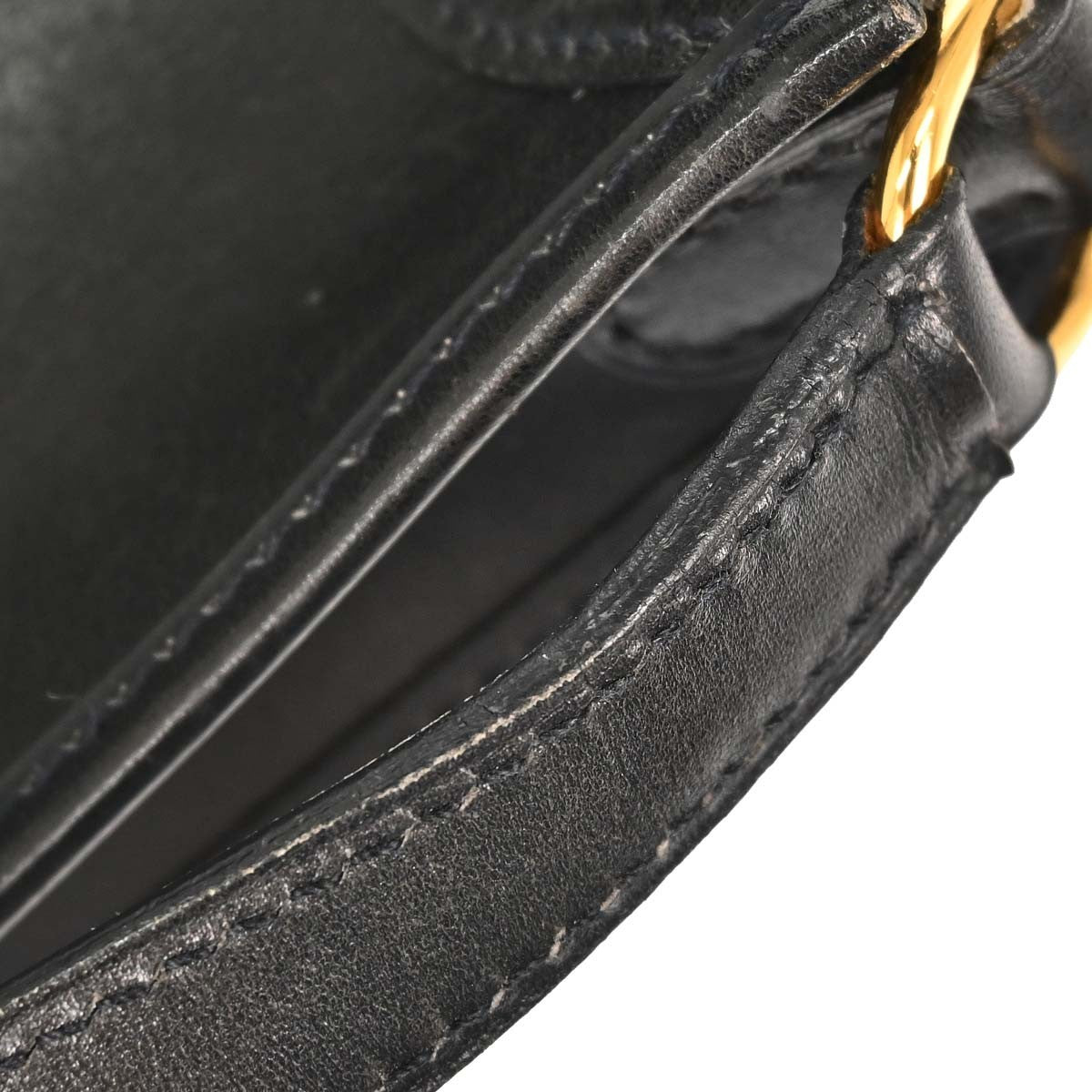 Hermes Long Strap Evelyne Box Calf Black Leather Shoulder Bag Bag (Pre-Owned)