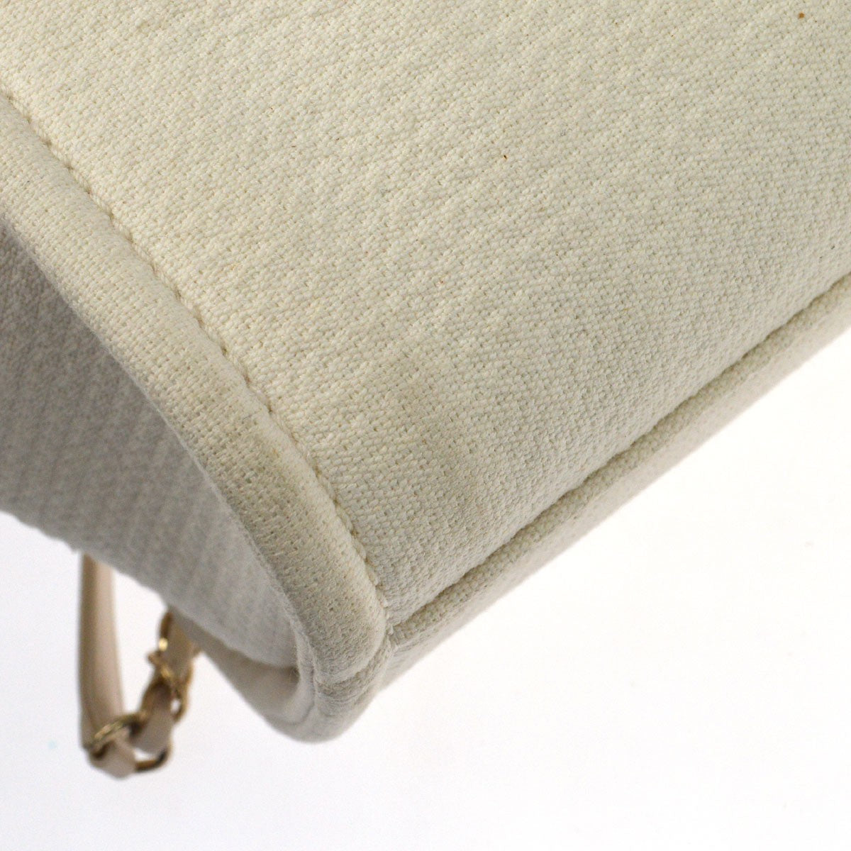 Chanel Deauville Nm Mixed Fibers White Canvas Tote Bag Bag (Pre-Owned)
