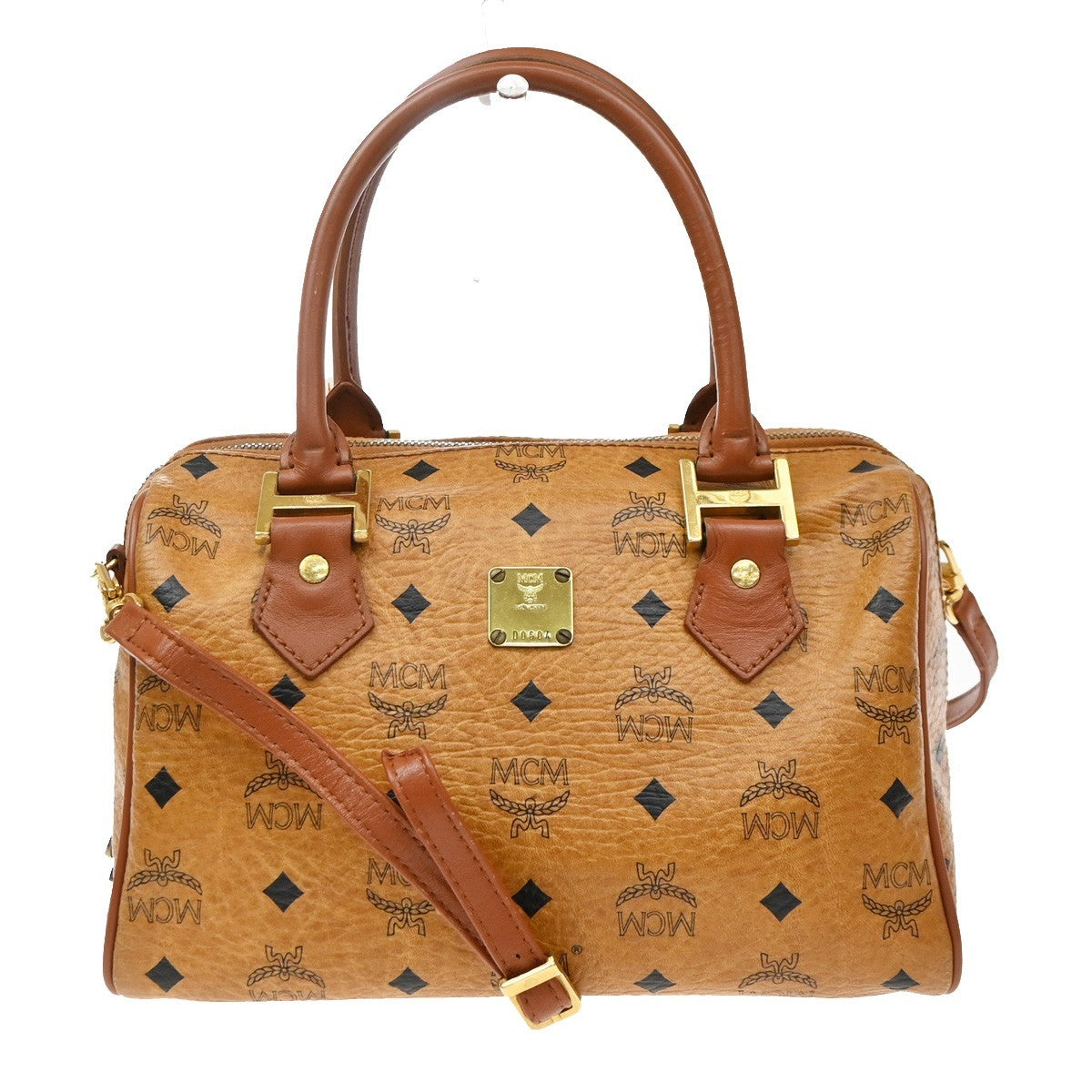MCM Visetos Logogramme Leather Brown Leather Handbag (Pre-Owned)