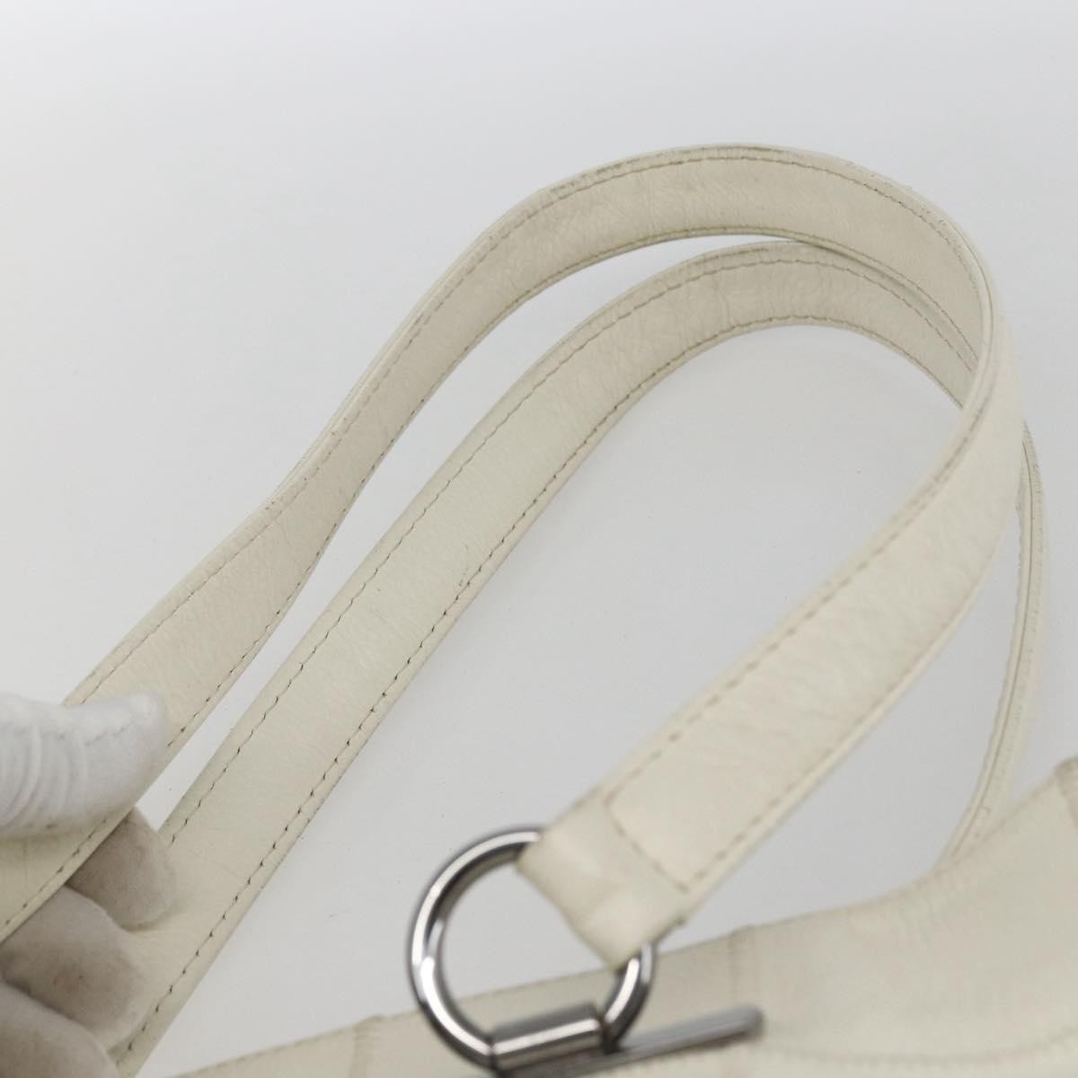 Chanel Square Stitch Quilted Leather White Leather Tote Bag Bag (Pre-Owned)