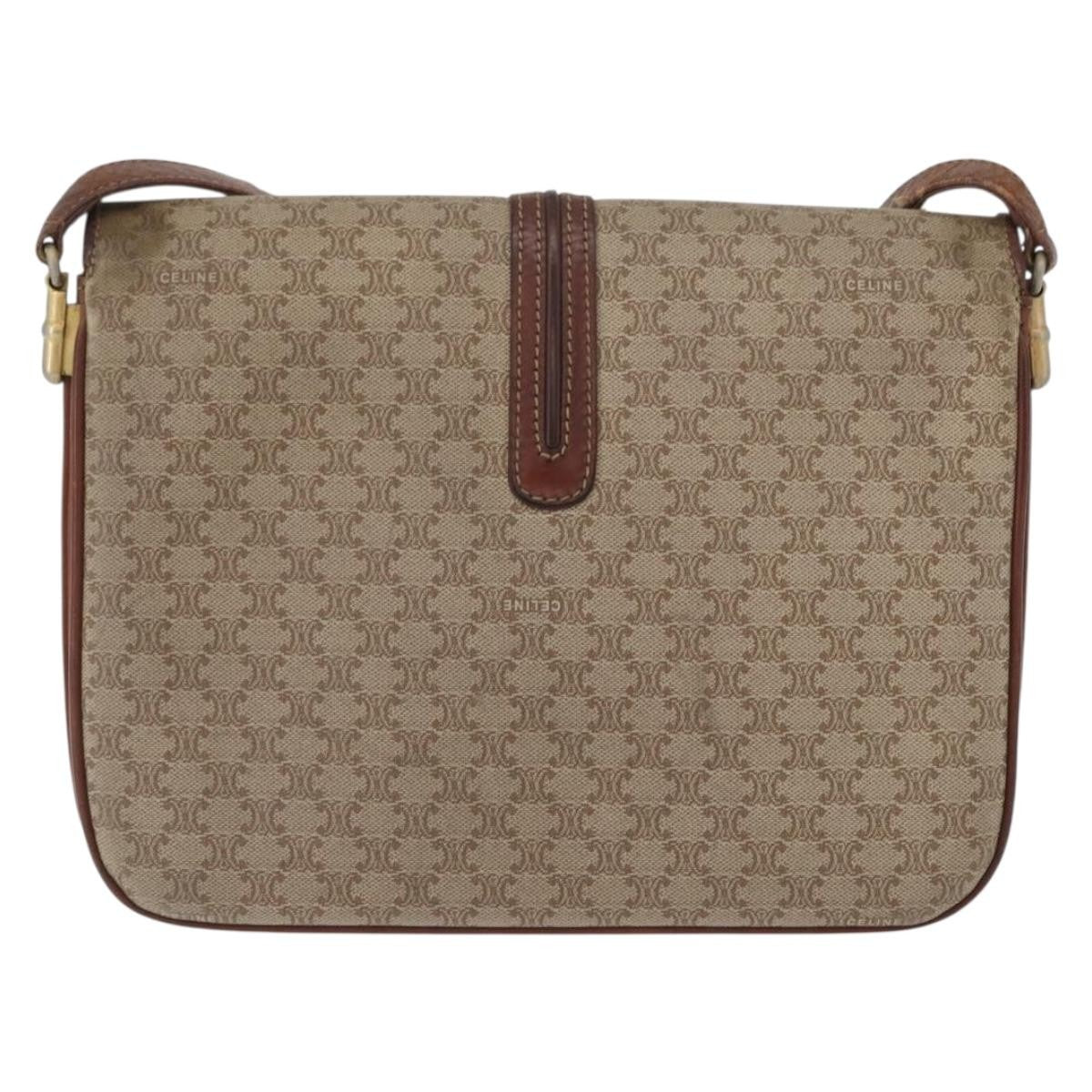 Celine Vintage Macadam Canvas And Leather Beige Canvas Shoulder Bag Bag (Pre-Owned)