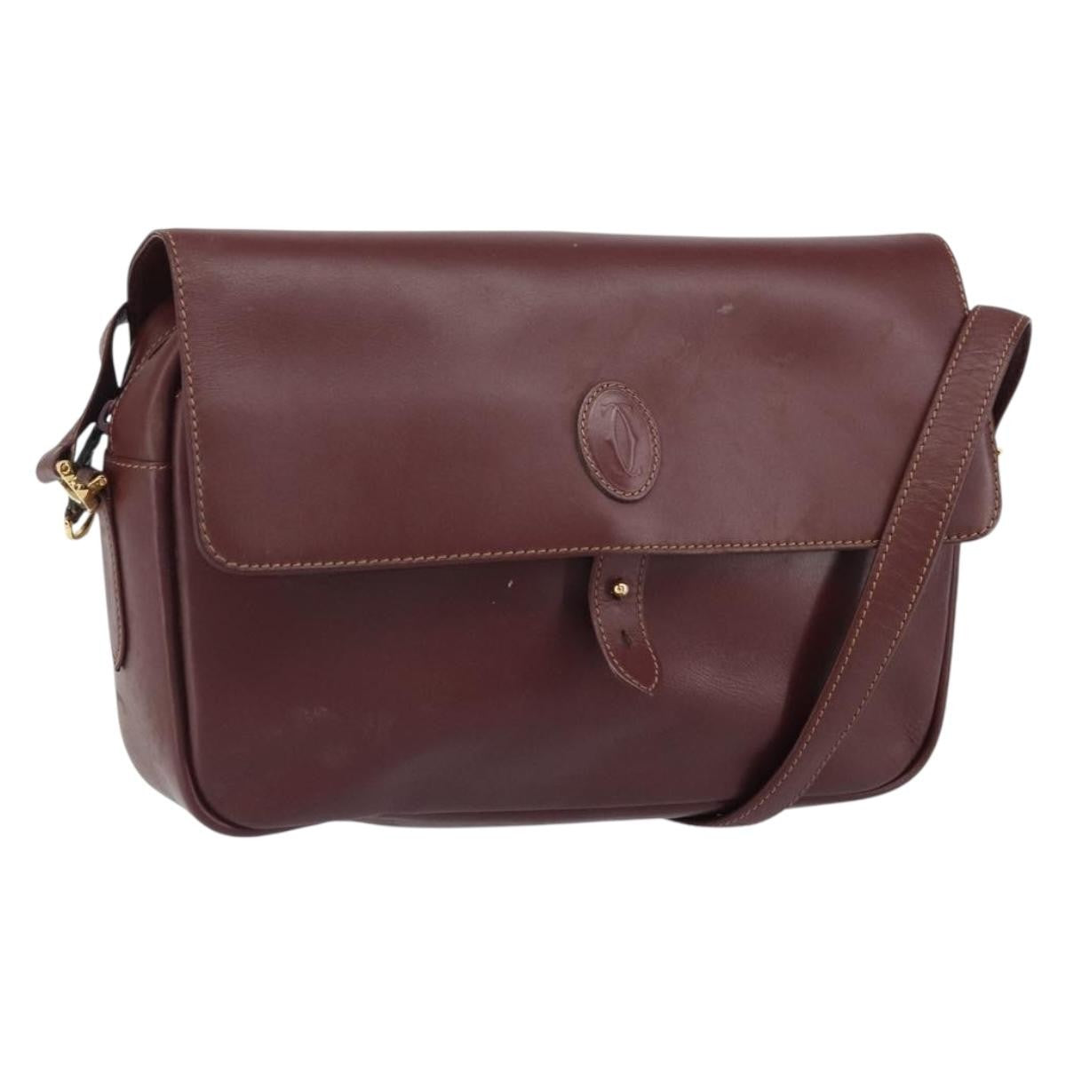 Cartier Must De Cartier Leather Burgundy Leather Shoulder Bag Bag (Pre-Owned)