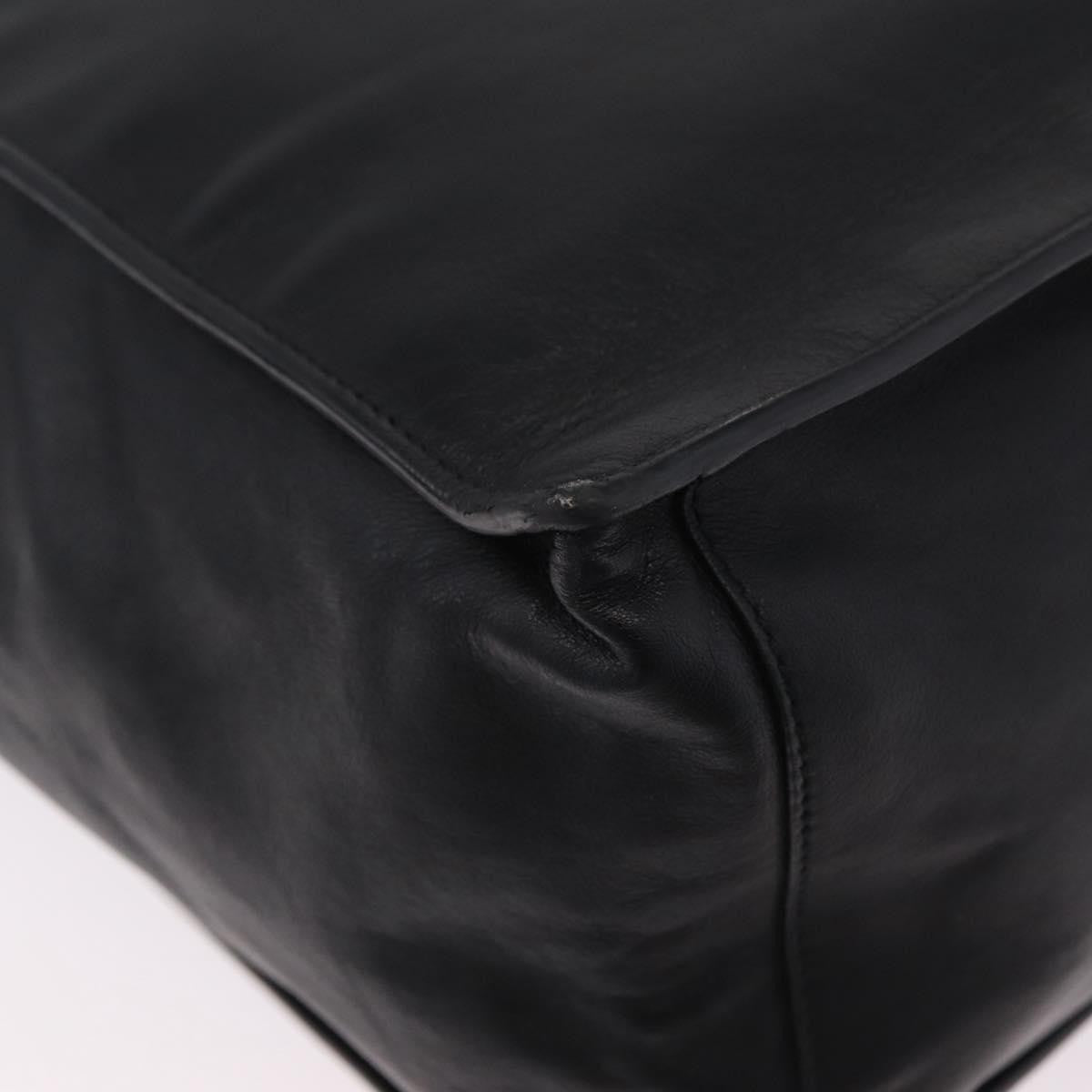 Saint Laurent Rive Gauche Shopper Embossed Leather Black Leather Tote Bag Bag (Pre-Owned)