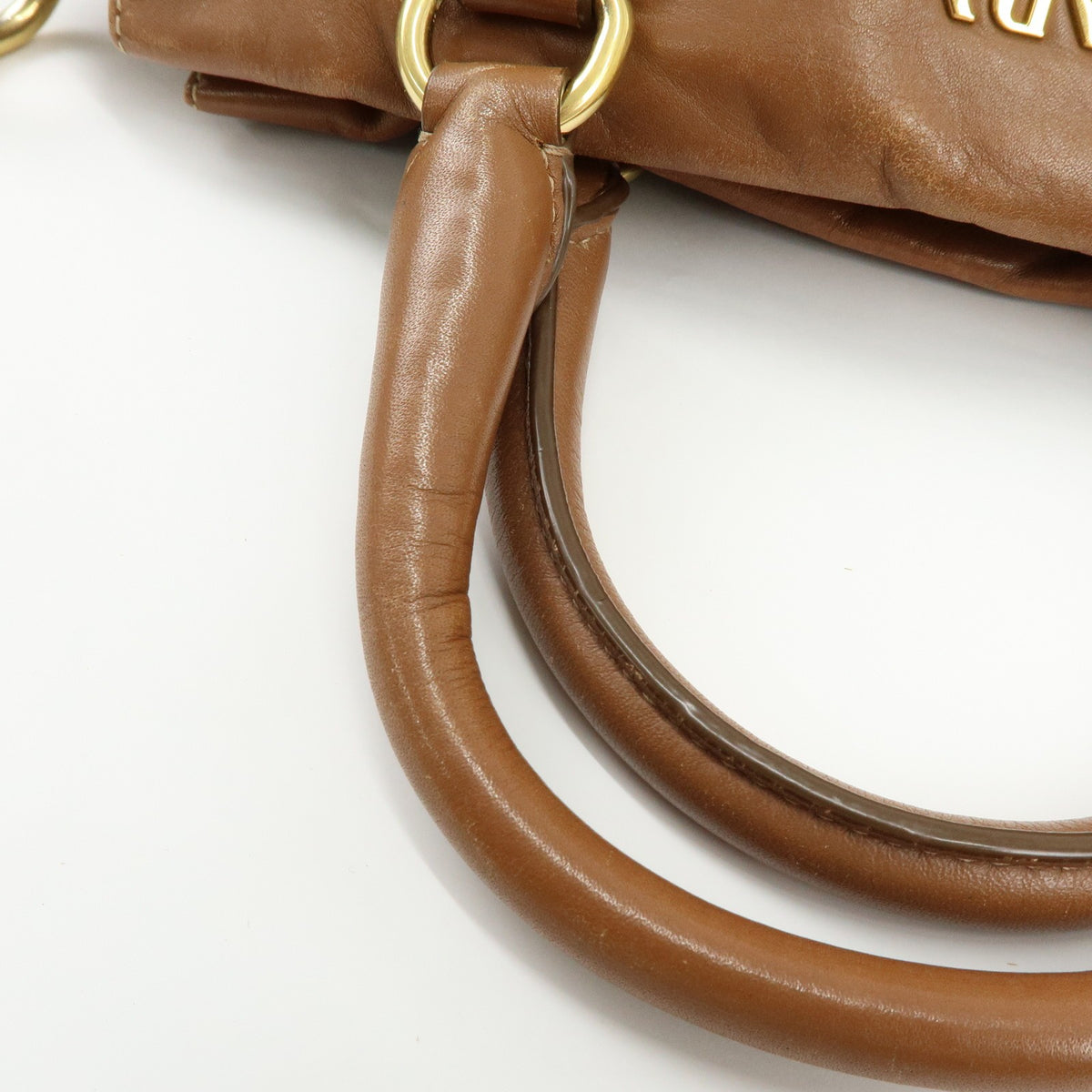 Prada Convertible Belted Satchel Soft Calf Brown Leather Handbag (Pre-Owned)