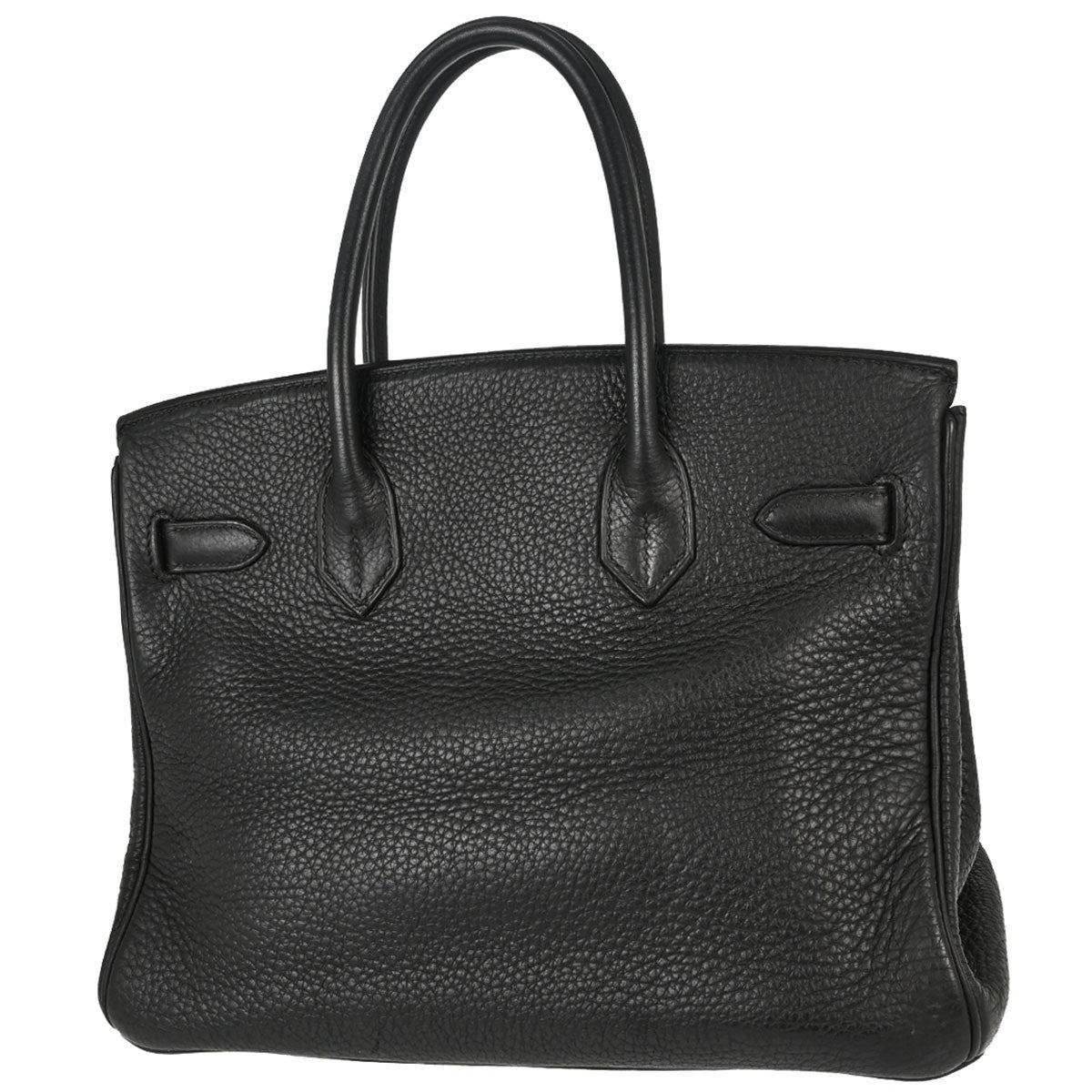 Hermes Birkin Black Clemence With Palladium Hardware Black Leather Handbag (Pre-Owned)
