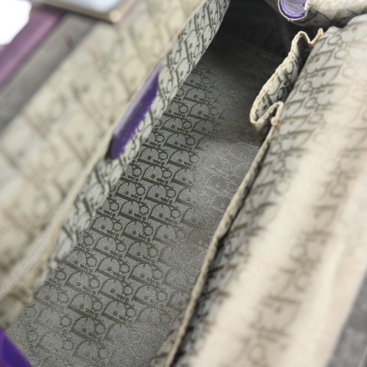 Christian Dior Plisse Frame Pleated Leather Purple Leather Handbag (Pre-Owned)