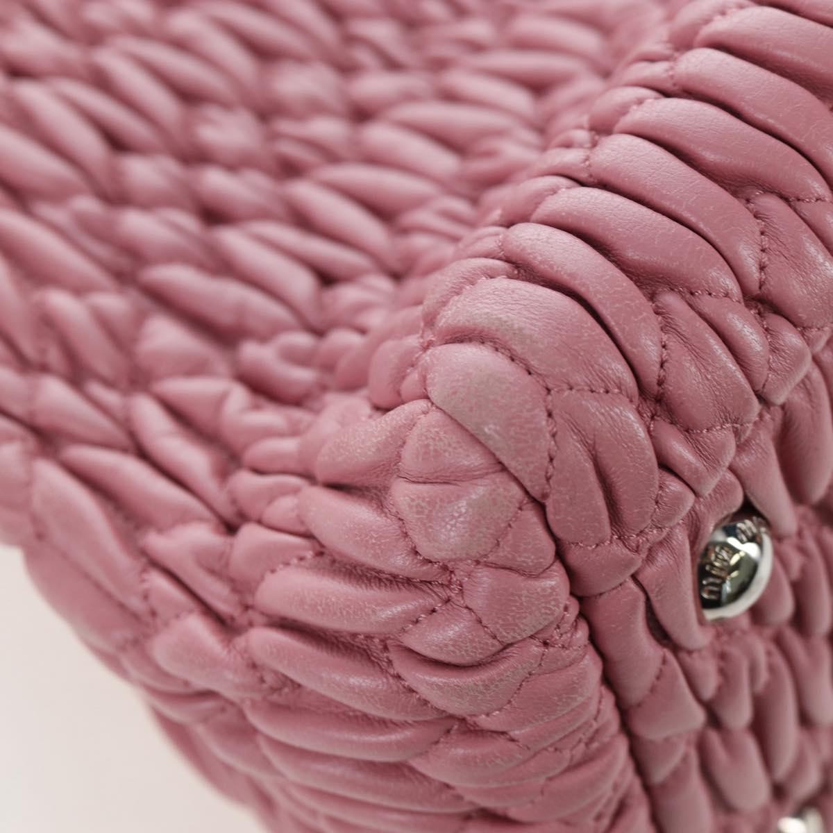 Miu Miu Crystal Turnlock Convertible Satchel Leather Pink Leather Shoulder Bag Bag (Pre-Owned)