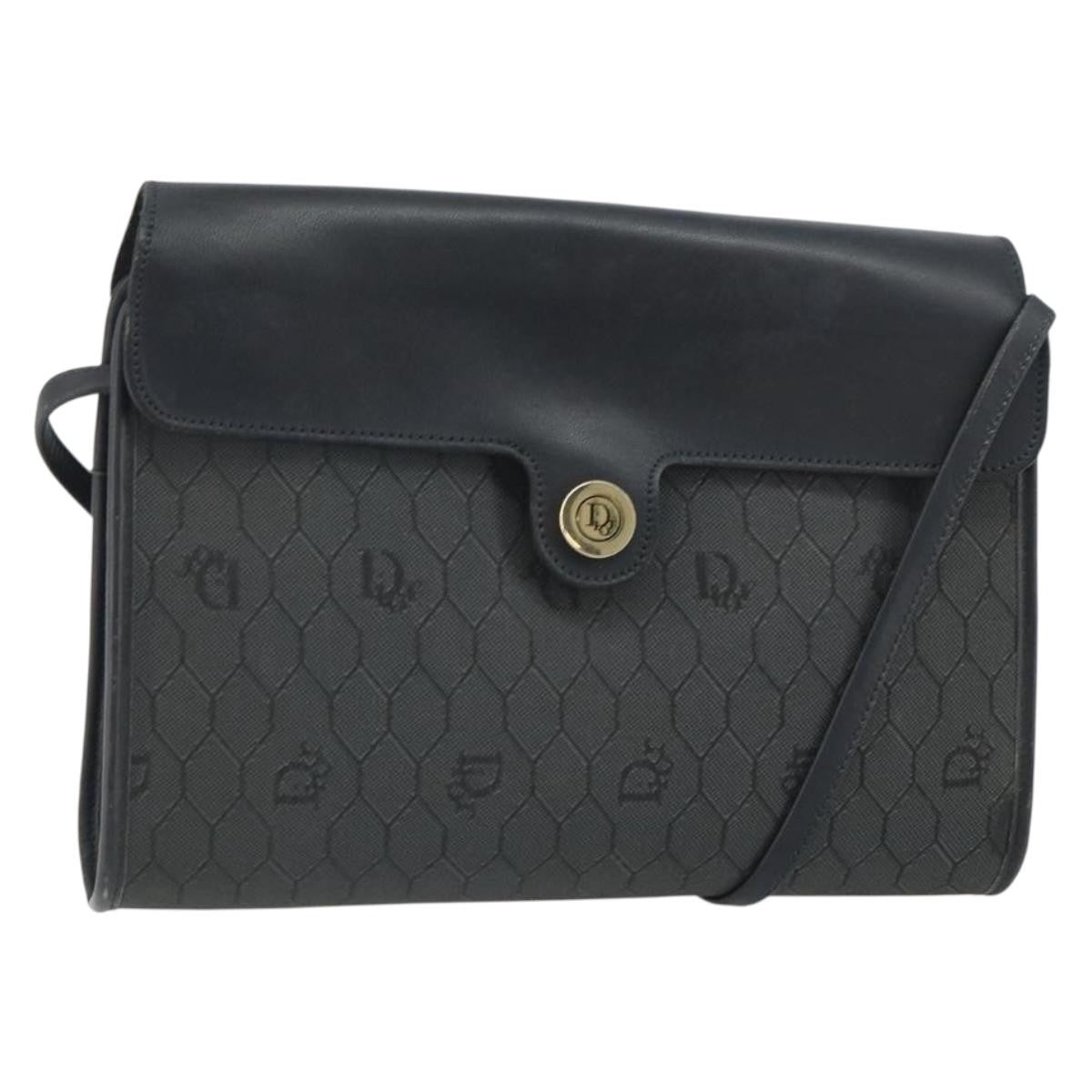 Christian Dior Vintage Honeycomb Flap Coated Canvas Black Pvc Shoulder Bag Bag (Pre-Owned)