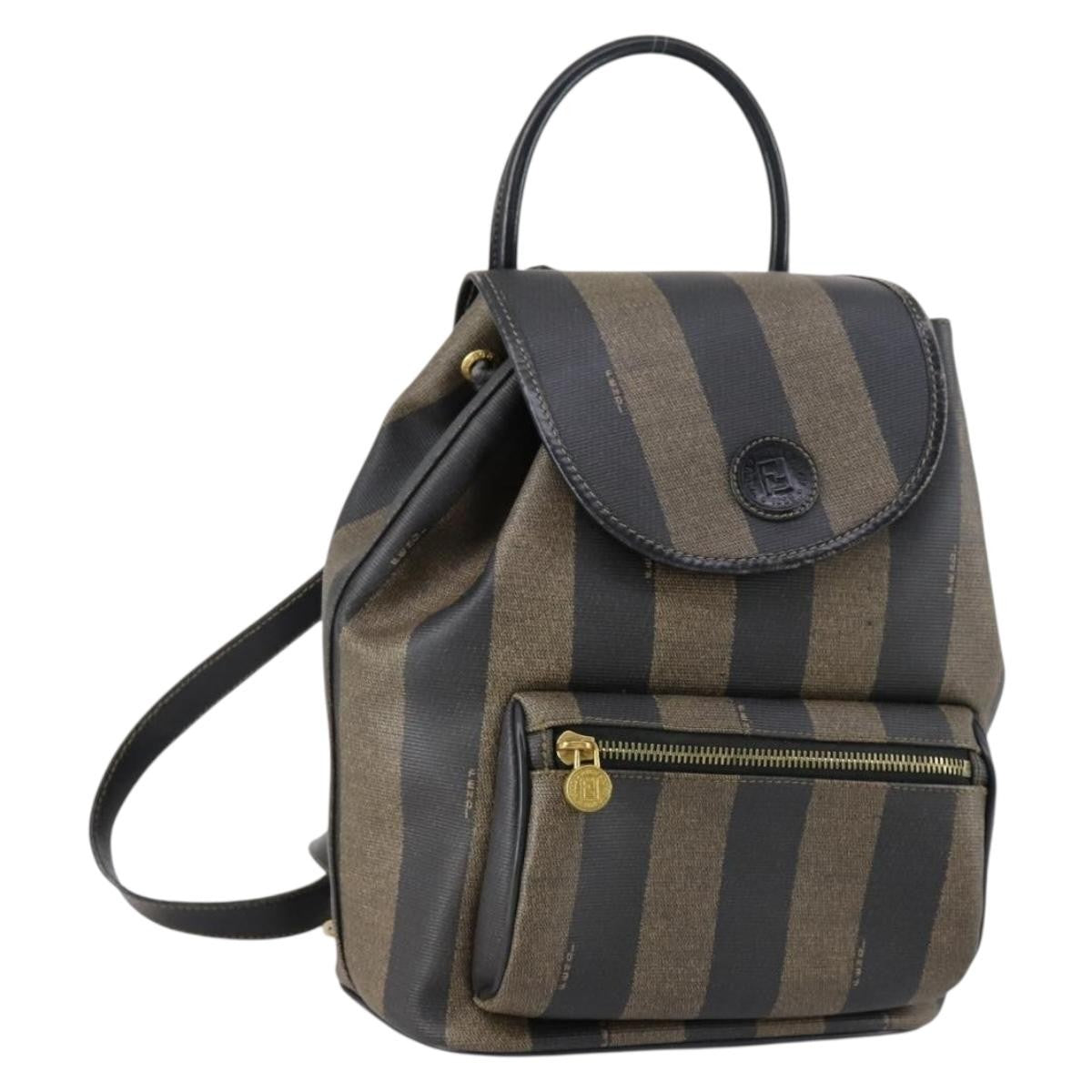 Fendi Pequin Front Pocket Coated Canvas Brown Pvc Backpack Bag (Pre-Owned)