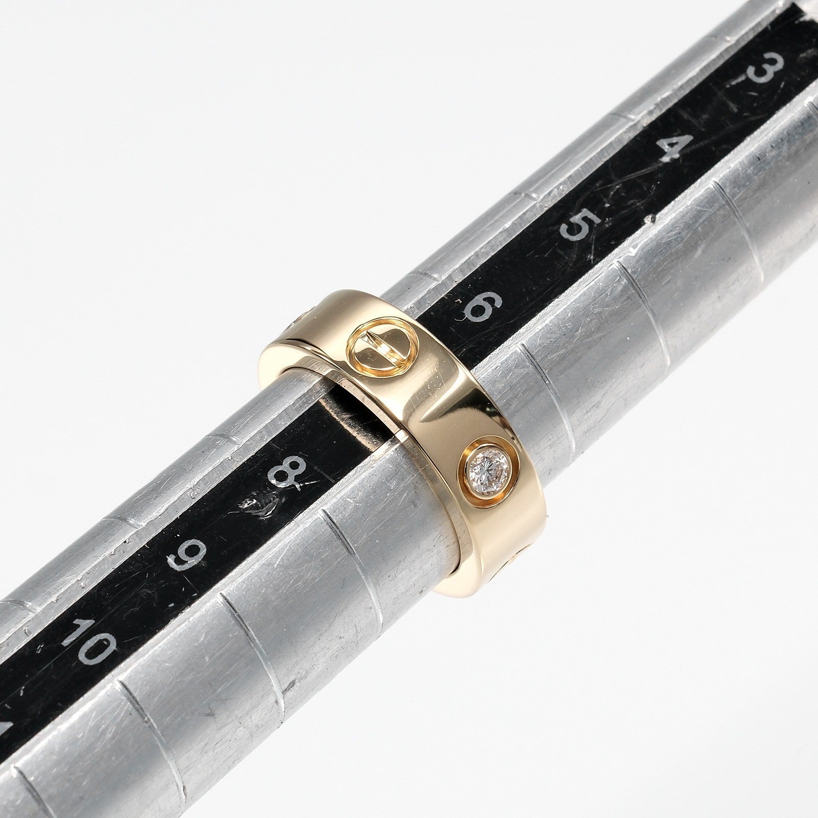 Cartier Love 3 Diamonds Band 18K Yellow Gold With Diamonds Gold Yellow_Gold Ring Jewelry (Pre-Owned)