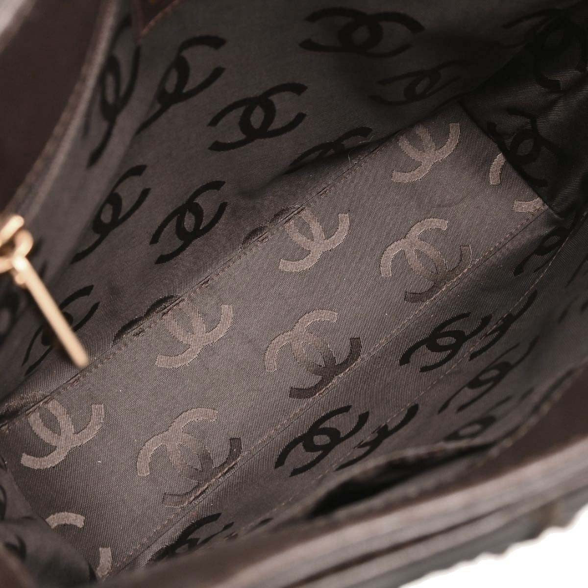 Chanel Surpique Quilted Leather Brown Leather Tote Bag Bag (Pre-Owned)
