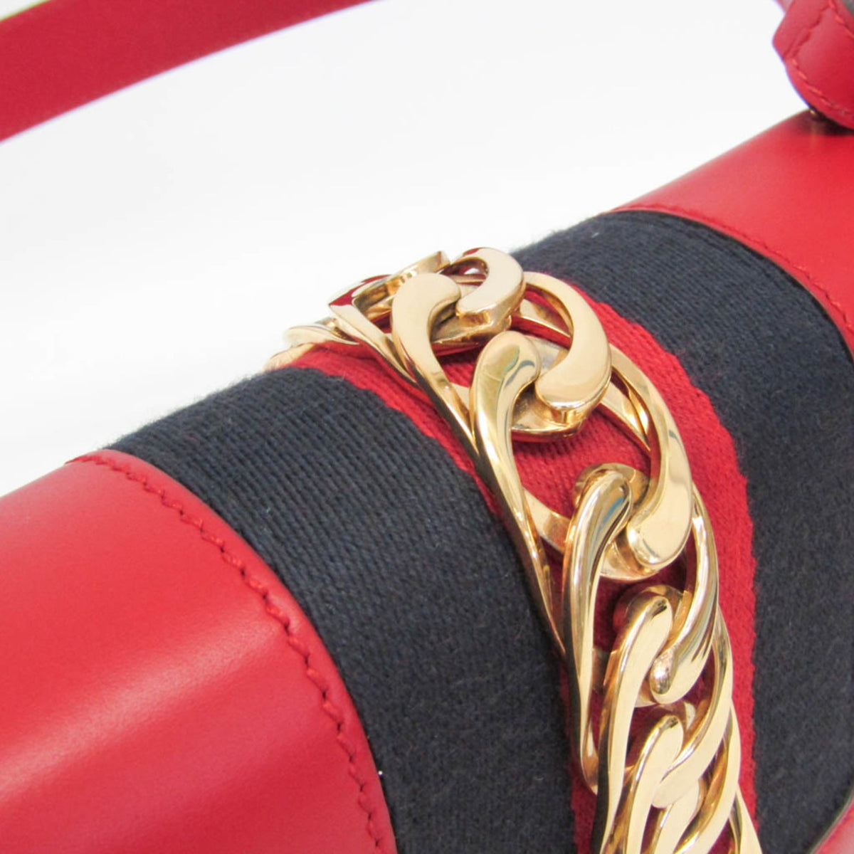 Gucci Sylvie Leather Red Leather Shoulder Bag Bag (Pre-Owned)