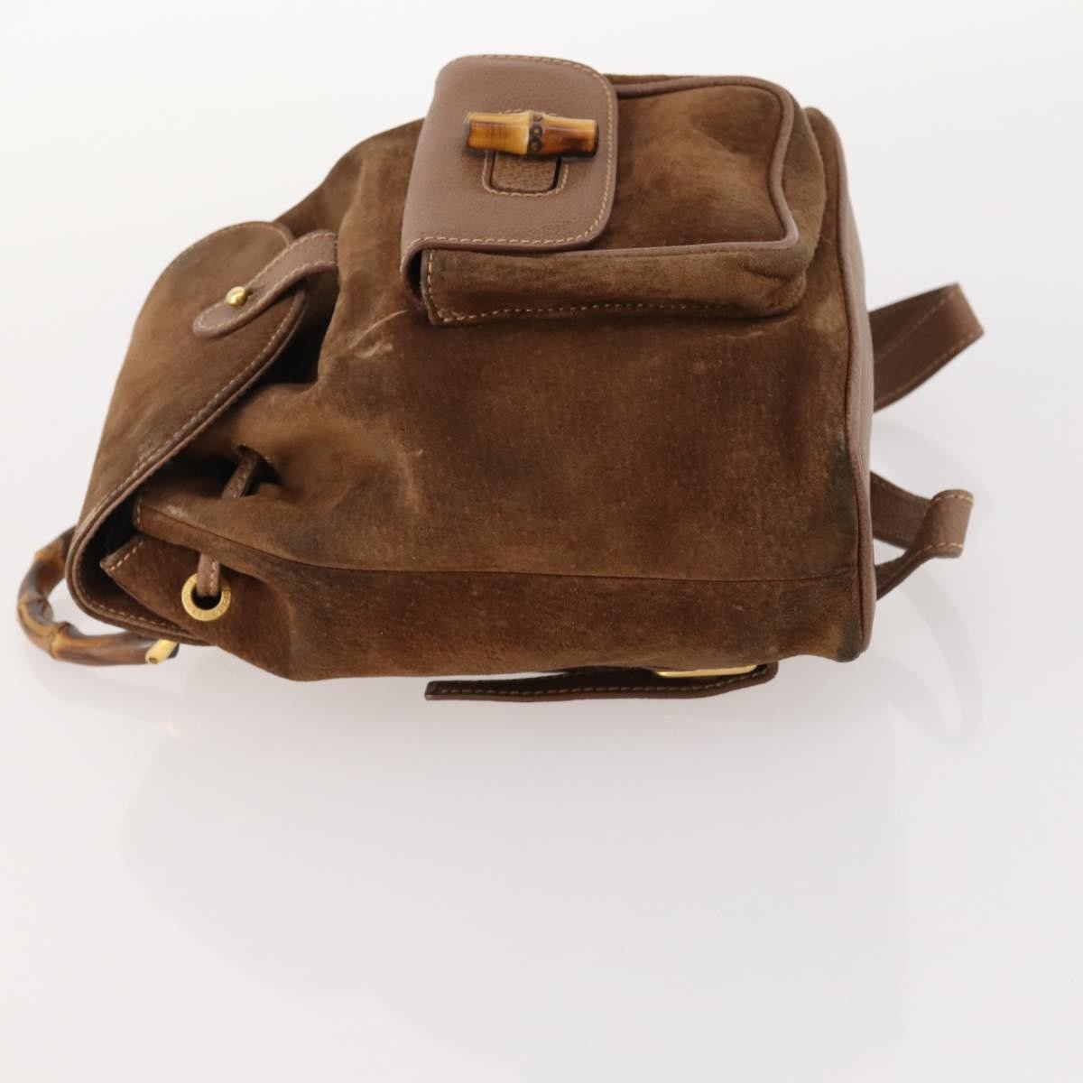 Gucci Gucci Bamboo Daim Brown Suede Backpack Bag (Pre-Owned)