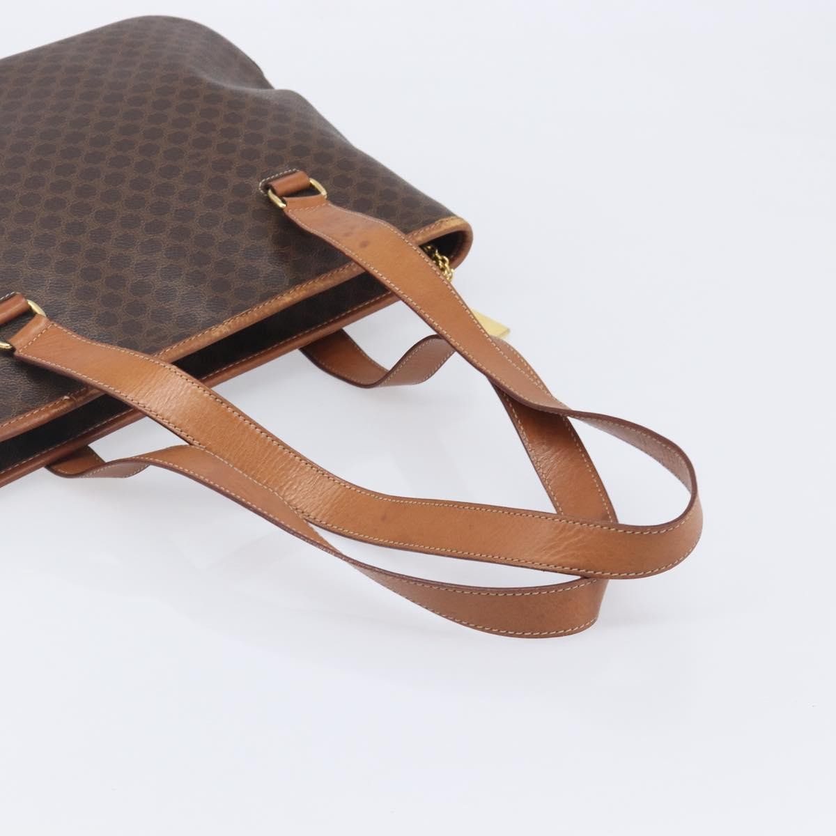 Celine Macadam Shoulder Leather Brown Canvas Crossbody Bag Bag (Pre-Owned)