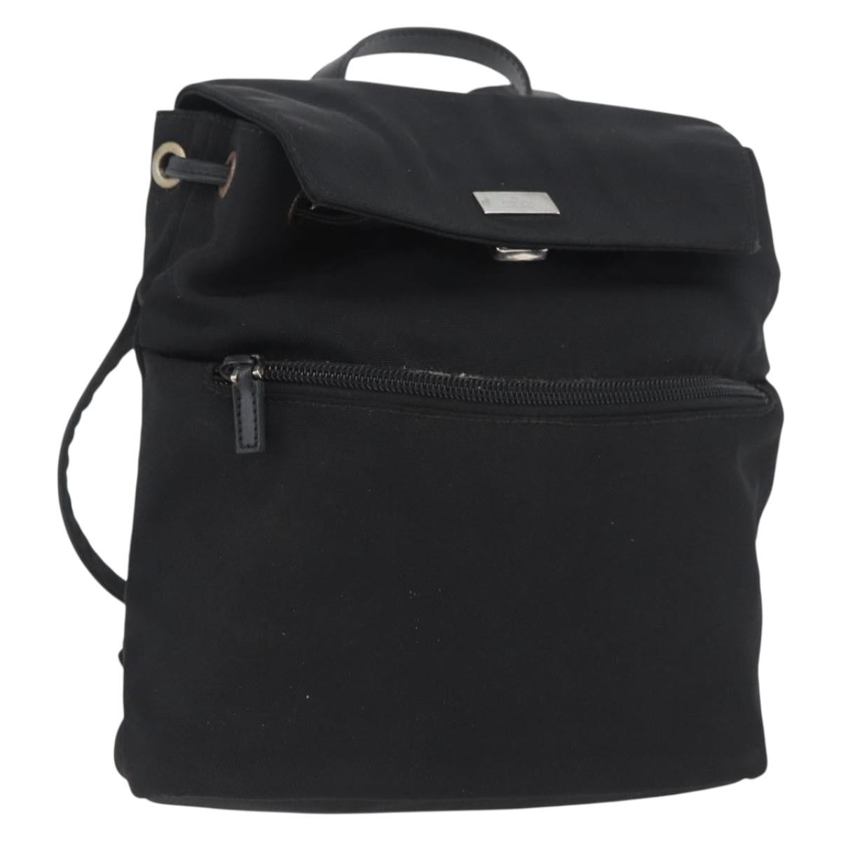 Gucci Vintage Flap Nylon Black Nylon Backpack Bag (Pre-Owned)