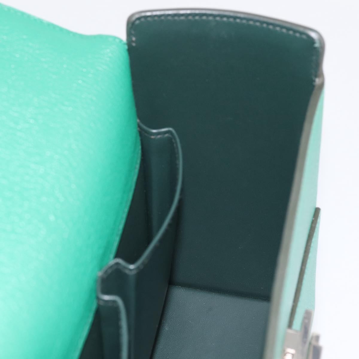Hermes Cinhetic Top Handle Chevre Mysore Green Leather Handbag (Pre-Owned)
